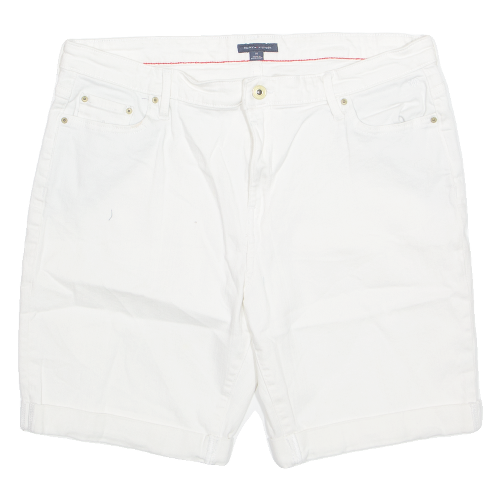 TOMMY HILFIGER Turn Up Womens Denim Shorts White L W34 Refurbished - N/A refurbished available on Cerqular