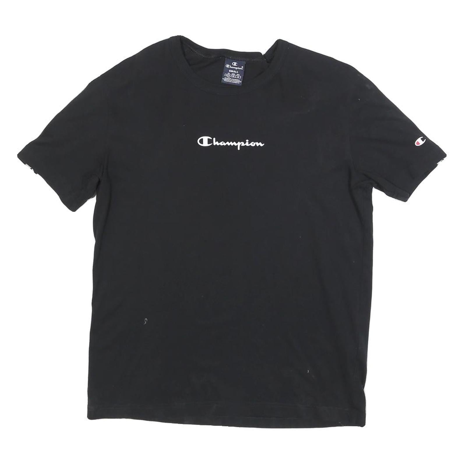 CHAMPION Mens Black Graphic T-Shirt S Short Sleeve Crew Neck Cotton Blend Refurbished - N/A refurbished available on Cerqular