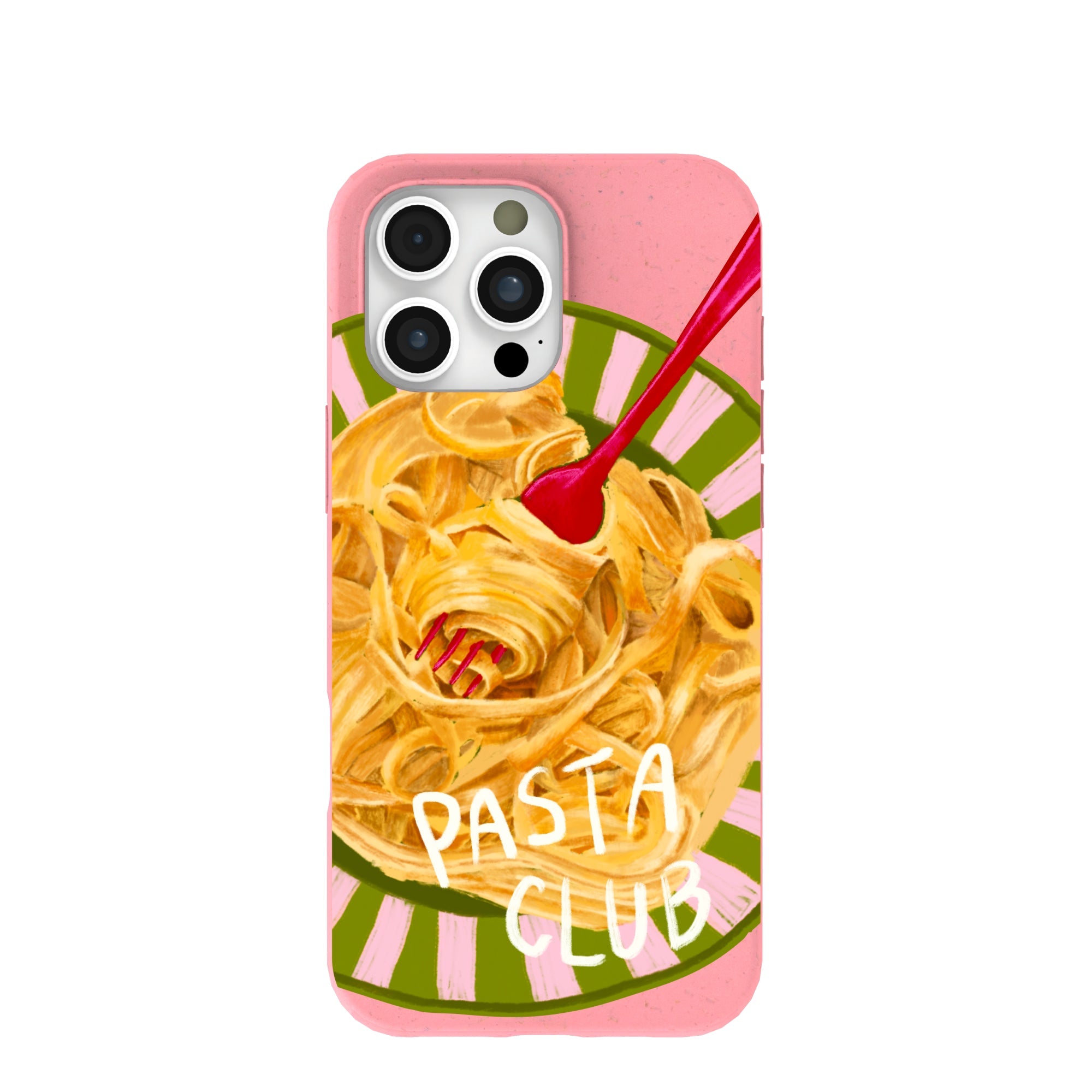 Bubblegum Pink Pasta Club iPhone 16 Pro Max Case Refurbished - Pela Case refurbished available on Cerqular