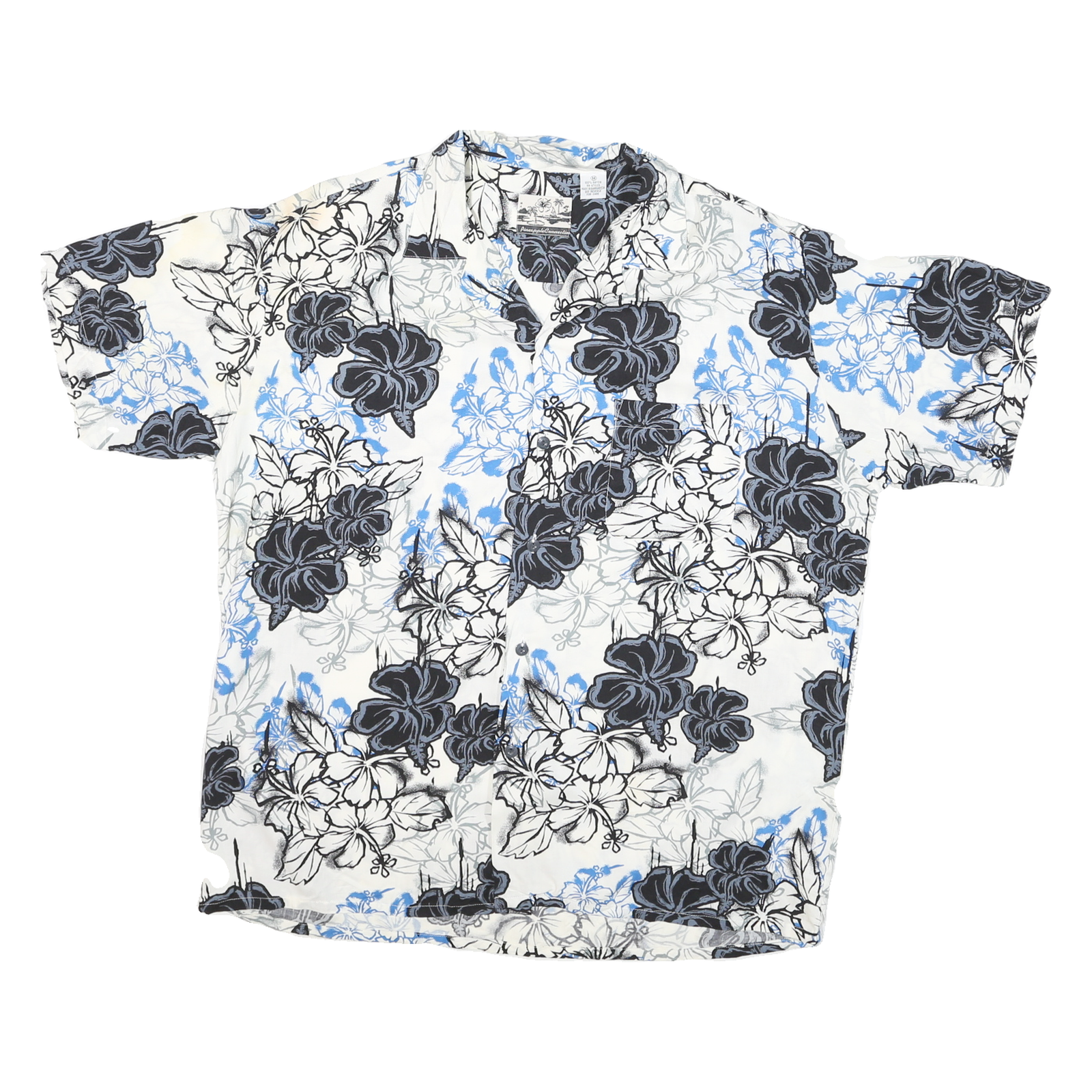 PINEAPPLE CONNECTION Mens White & Blue Floral Rayon Shirt L Lightweight Summer Refurbished - N/A refurbished available on Cerqular