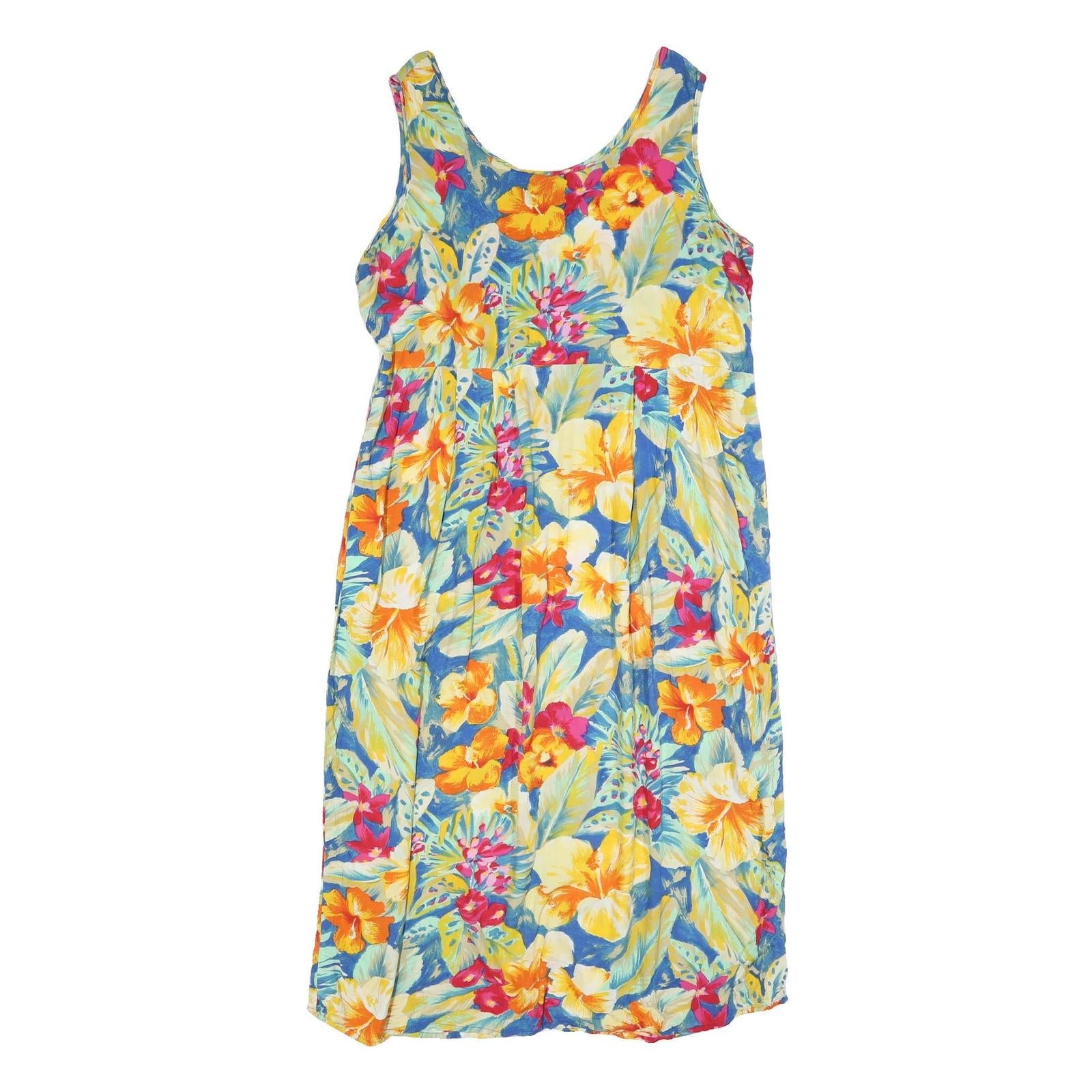 JAMS WORLD Womens Blue Floral Day Cotton Blend Sleeveless Midi XL Tropical Print Refurbished - N/A refurbished available on Cerqular