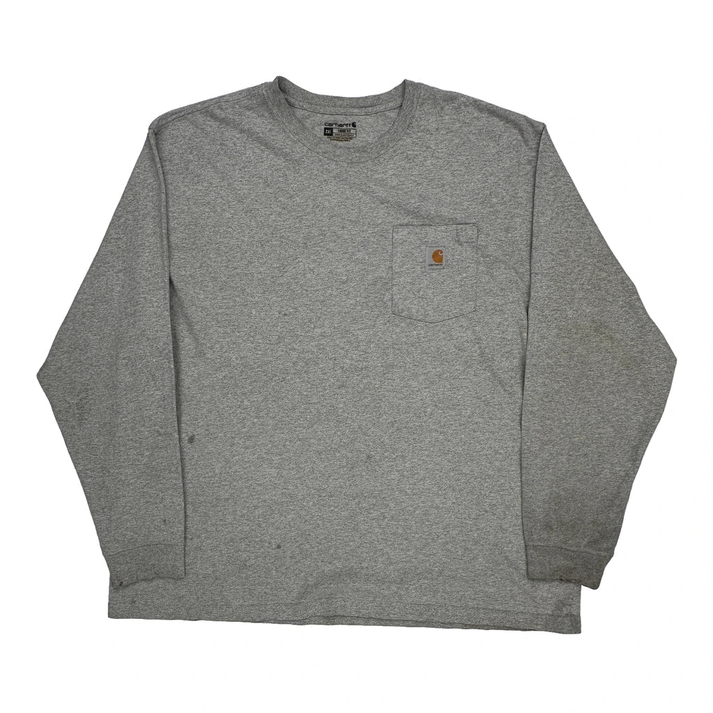 Carhartt Long Sleeve T-Shirt - 2XL Grey Cotton Refurbished - Thrifted (note: this is a term often used to describe second- refurbished available on Cerqular