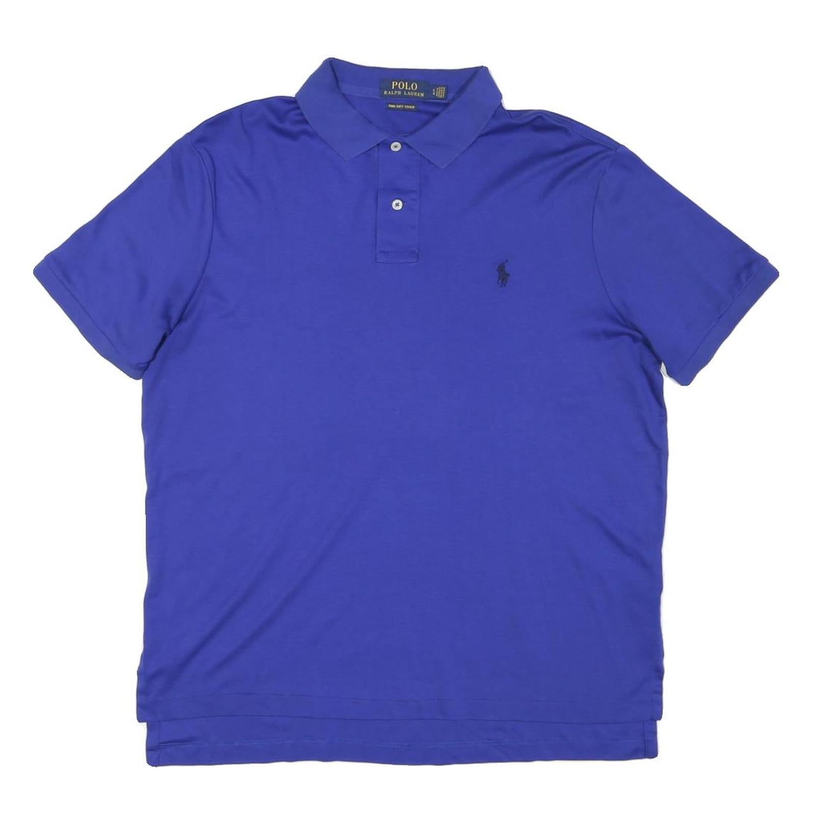 POLO RALPH LAUREN Mens Blue Short Sleeve Plain L Cotton Blend Polo Shirt Refurbished - N/A refurbished available on Cerqular