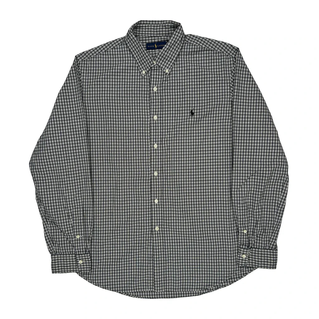 Ralph Lauren Checked Shirt - XL Black & White Cotton Refurbished - Thrifted (note: this is a term often used to describe second- refurbished available on Cerqular