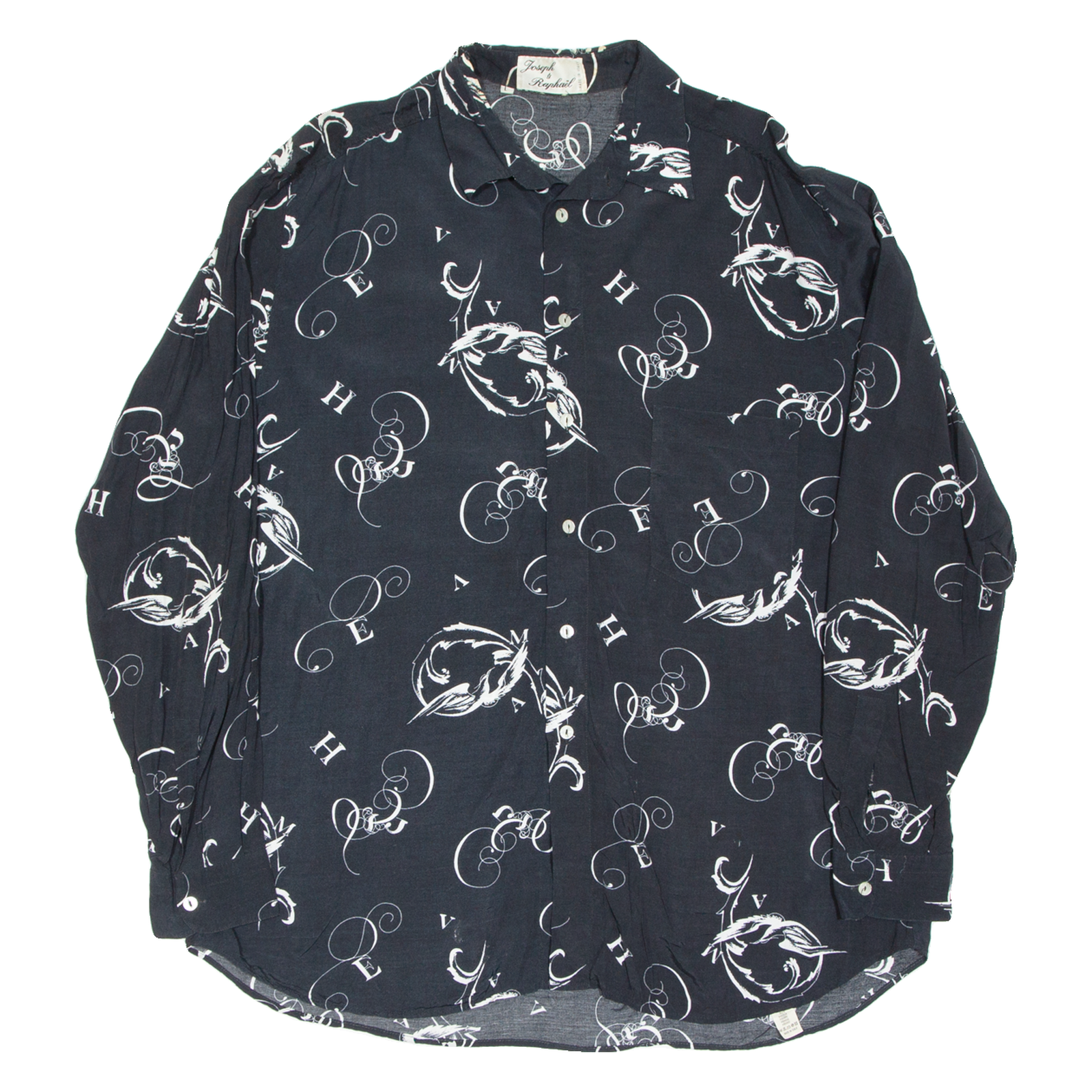 JOSEPH Mens Shirt Black Crazy Pattern Long Sleeve L Refurbished - N/A refurbished available on Cerqular