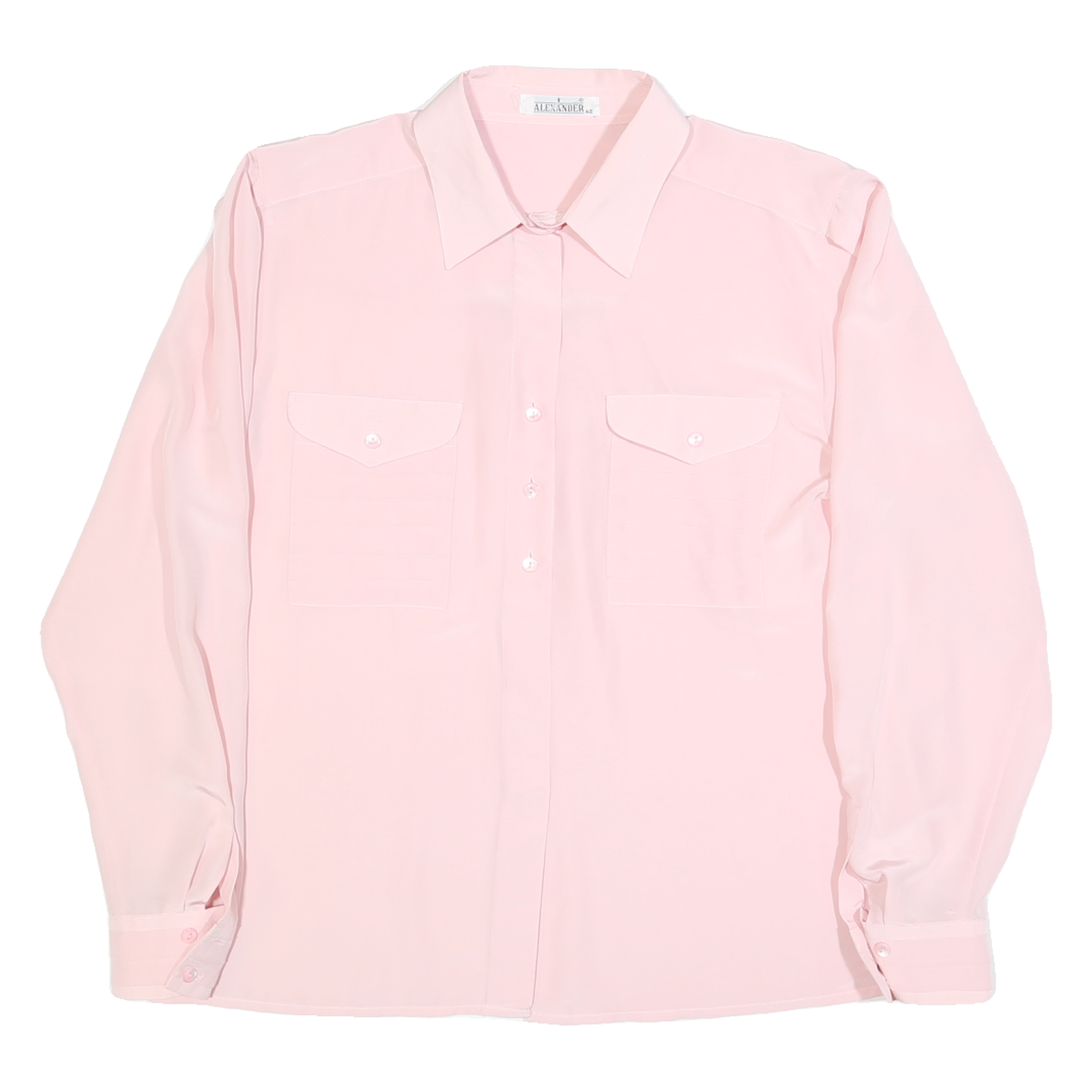 ALEXANDER Womens Pink Shirt Long Sleeve Collared Plain L Blouse Polyester Refurbished - N/A refurbished available on Cerqular