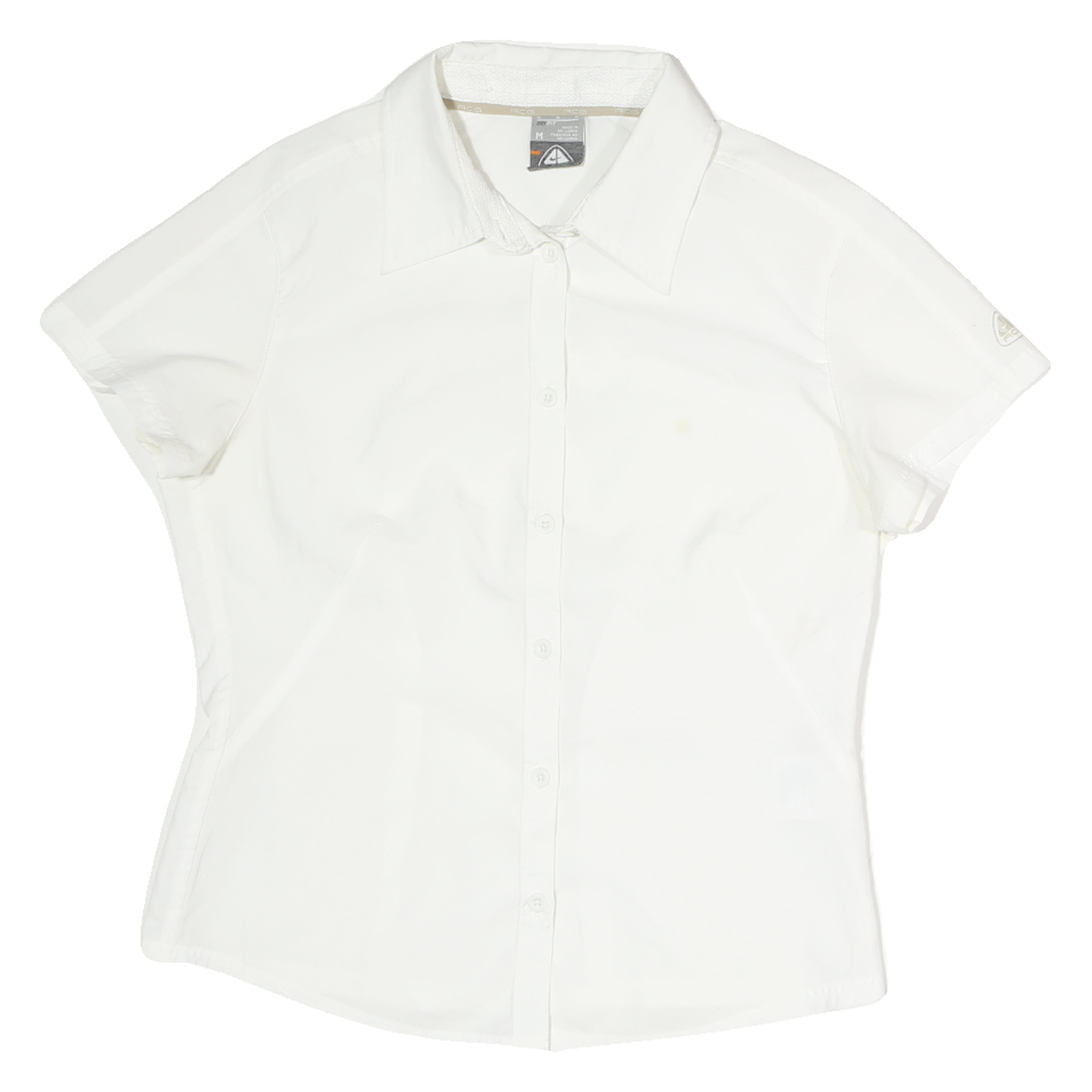 NIKE Womens White Shirt M Cotton Short Sleeve Button Down Casual Refurbished - N/A refurbished available on Cerqular