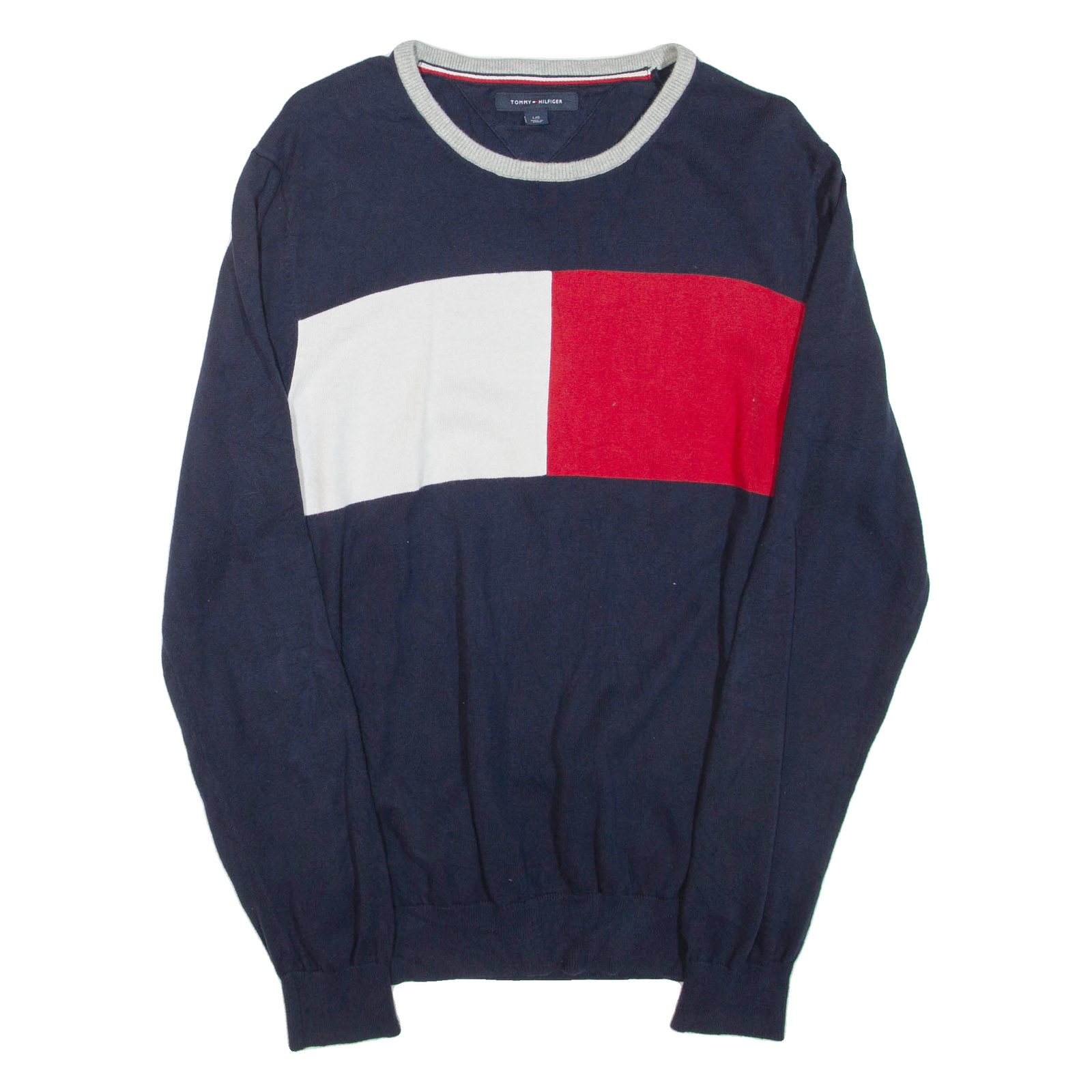 TOMMY HILFIGER Mens Patterned Jumper Blue Tight Knit L Refurbished - N/A refurbished available on Cerqular