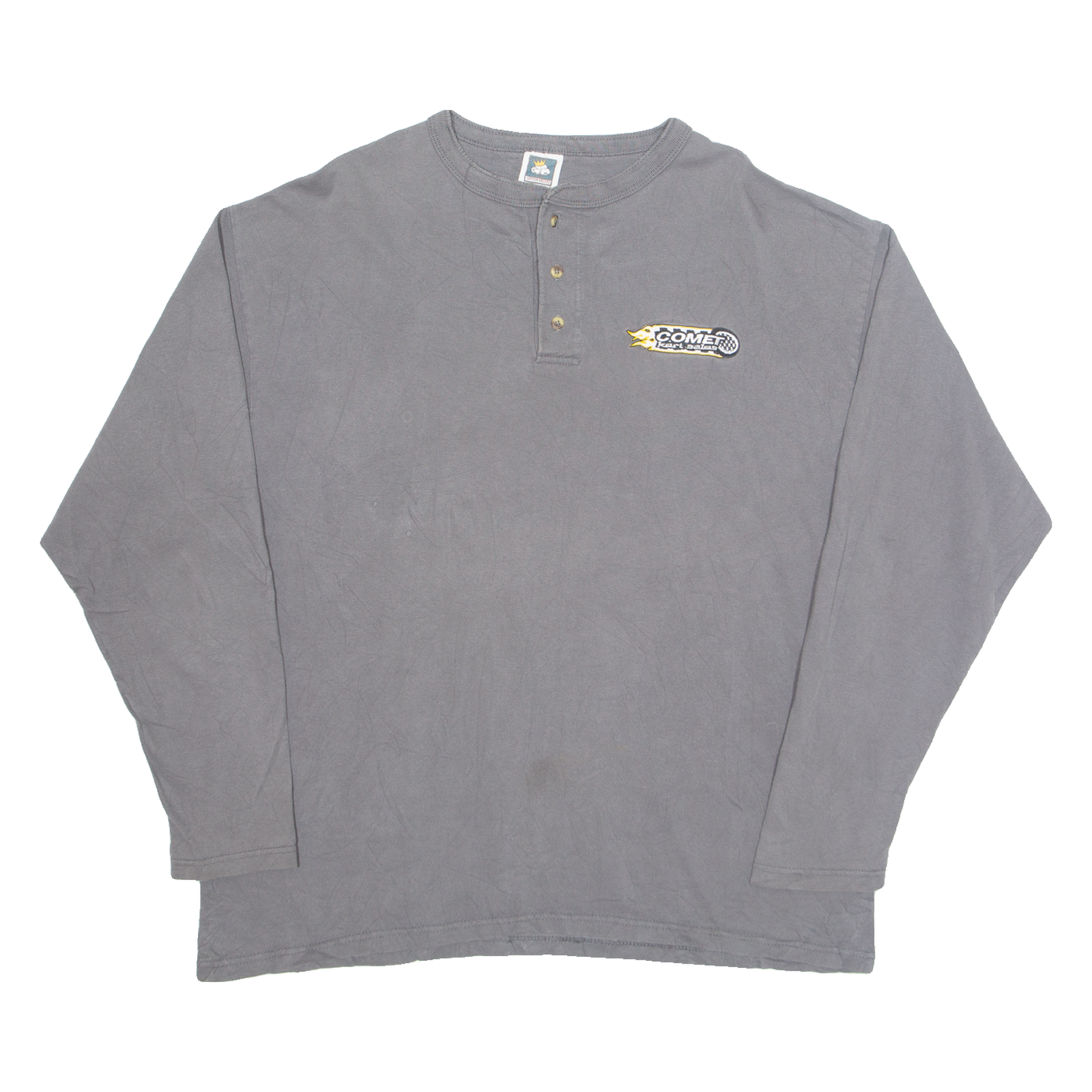 Comet Kart Mens T-Shirt Grey Long Sleeve Button Neck L Refurbished - N/A refurbished available on Cerqular