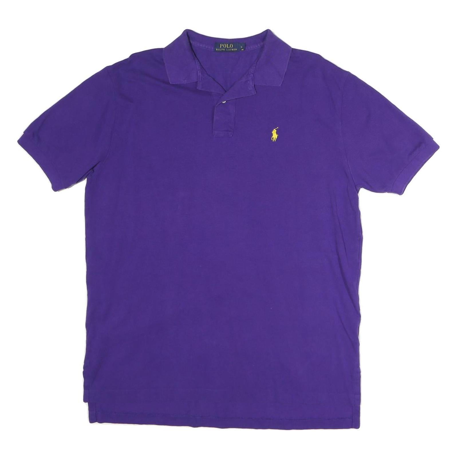 POLO RALPH LAUREN Mens Purple Short Sleeve Plain Polo Shirt L Cotton Classic Refurbished - N/A refurbished available on Cerqular