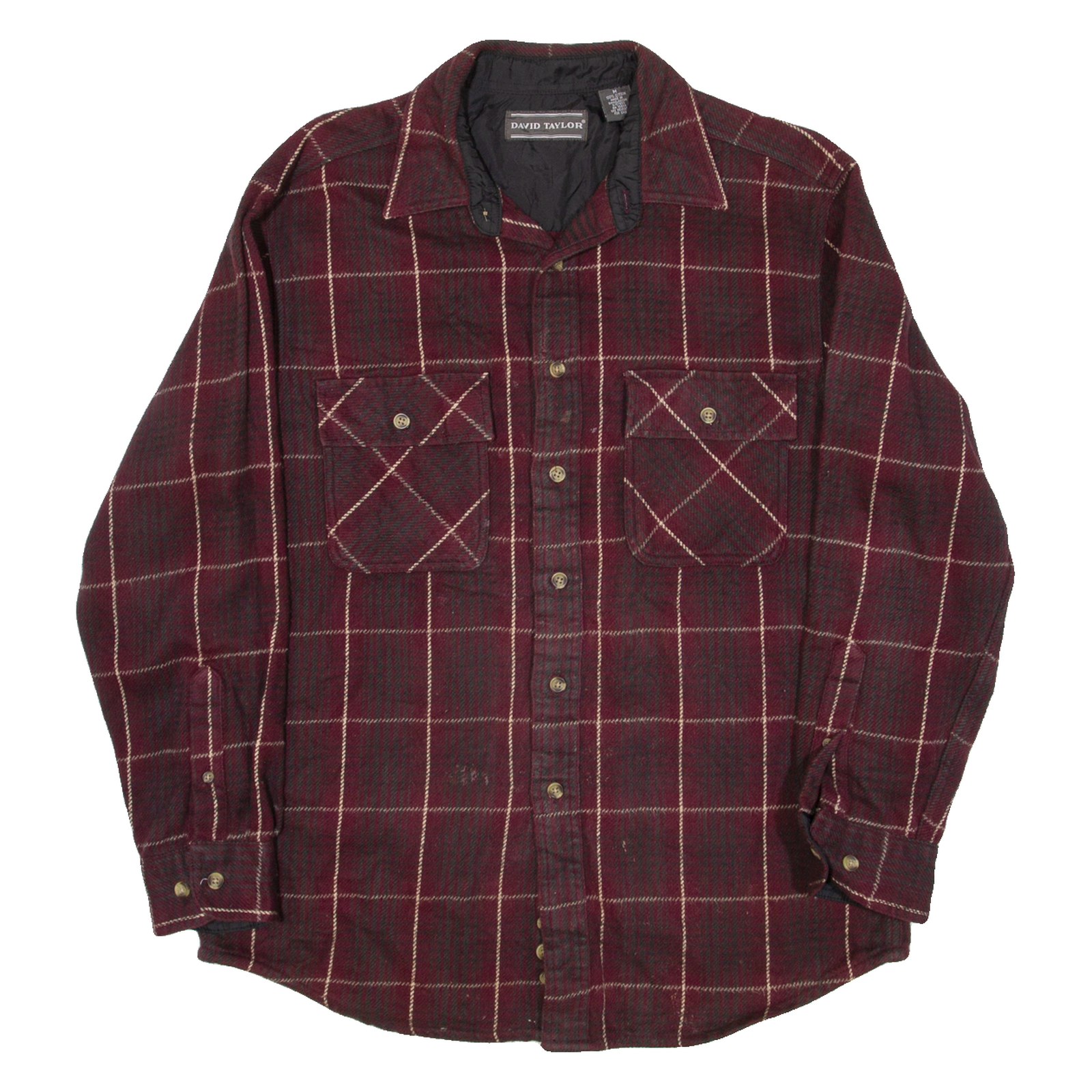 DAVID TAYLOR Mens Flannel Shirt Maroon Check Long Sleeve M Refurbished - N/A refurbished available on Cerqular