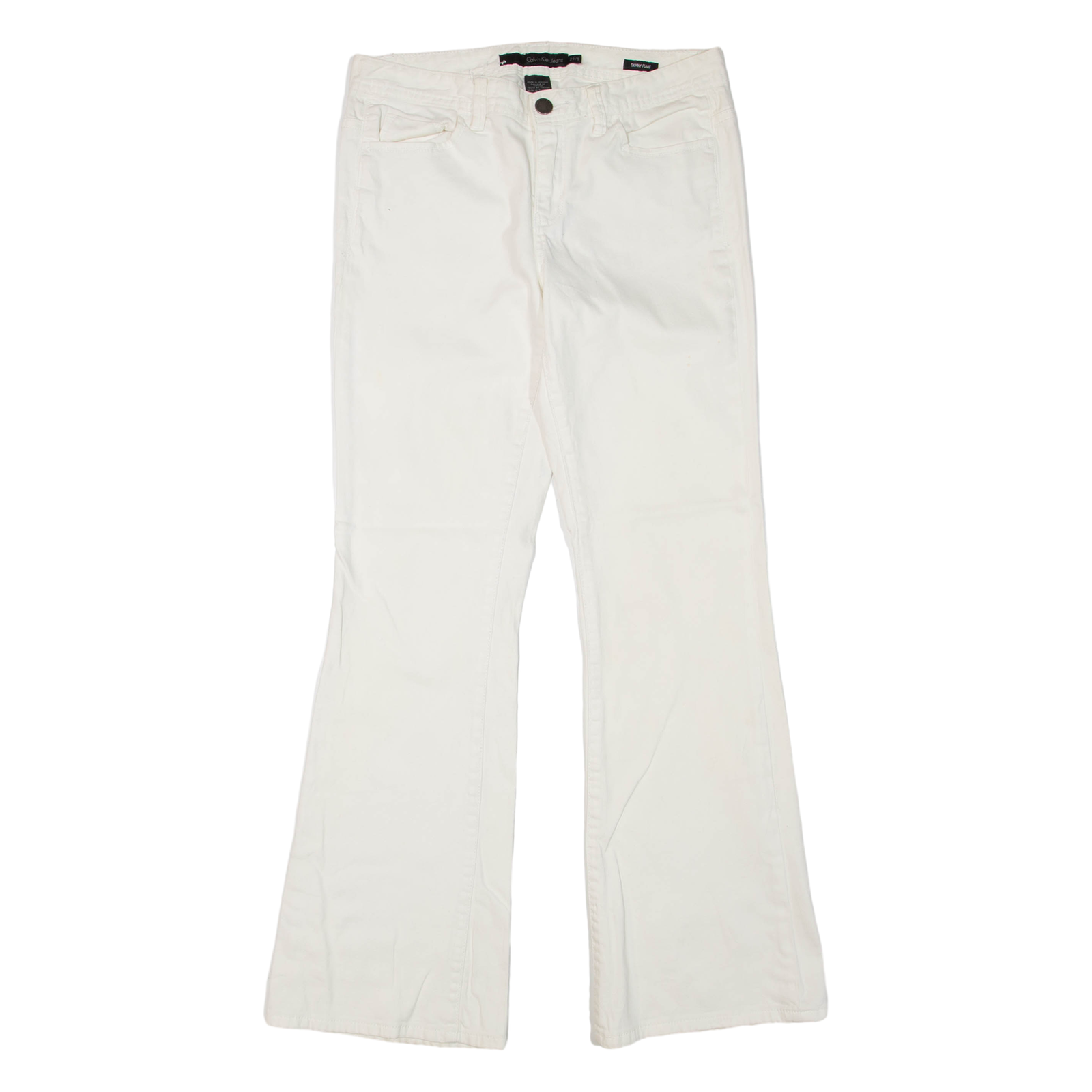 CALVIN KLEIN JEANS Womens Trousers White Regular Flared W29 L32 Refurbished - N/A refurbished available on Cerqular