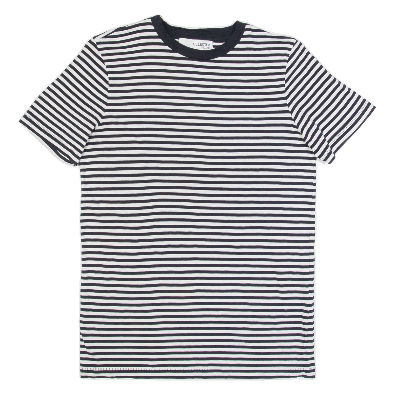 SELECTED FEMME Striped Womens T-Shirt Black S Refurbished - N/A refurbished available on Cerqular