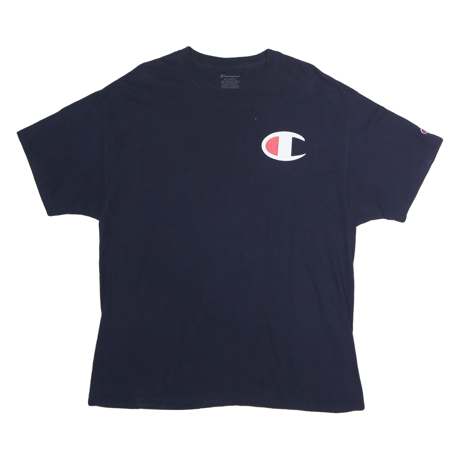 CHAMPION Mens Navy Blue Cotton T-Shirt XL Short Sleeve Crew Neck Logo Print Refurbished - N/A refurbished available on Cerqular