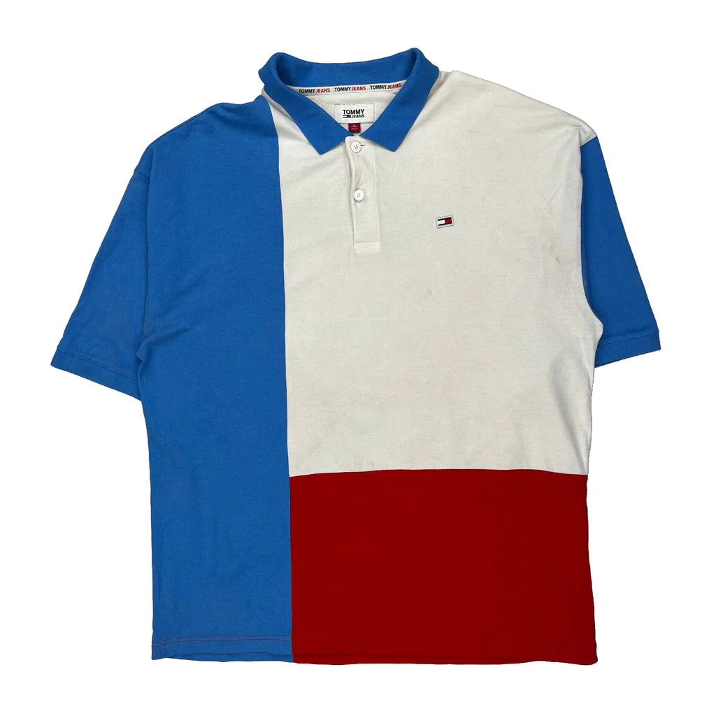 Tommy Jeans Polo Shirt - XL Multicoloured Cotton Refurbished - Thrifted (note: this is a term often used to describe second- refurbished available on Cerqular