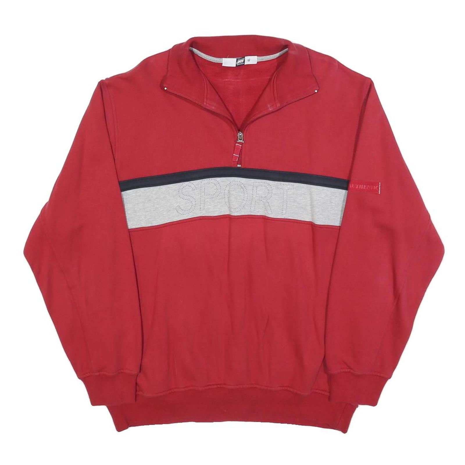 JOY Mens Red & Grey Sport Quarter Zip Sweatshirt M Cotton Blend Casual Refurbished - N/A refurbished available on Cerqular