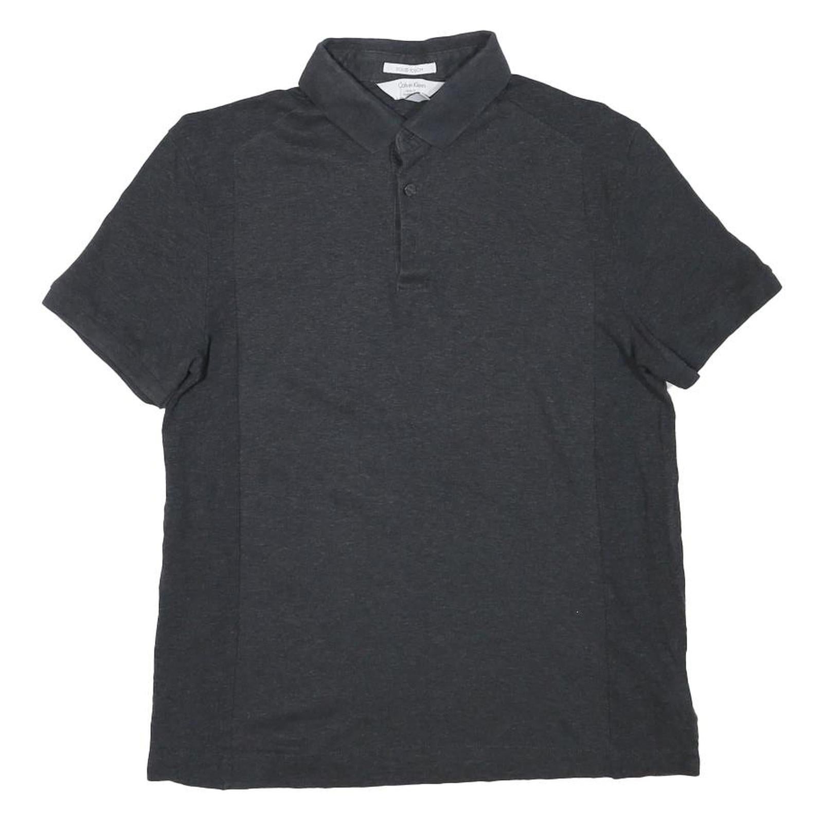 CALVIN KLEIN Mens Black Short Sleeve Plain Polo Shirt Cotton Blend M Refurbished - N/A refurbished available on Cerqular