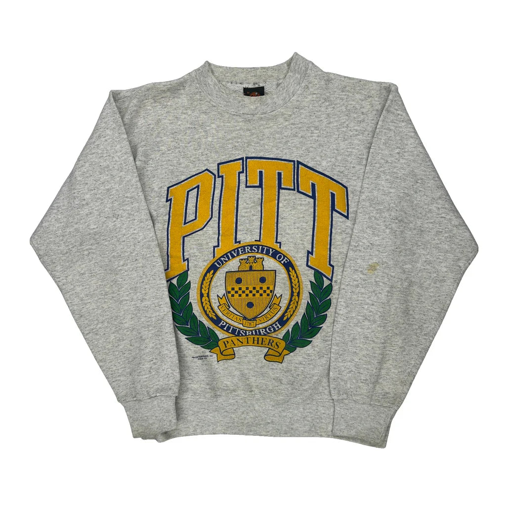 American Apparel College Sweatshirt - Medium Grey Polyester Blend Refurbished - Thrifted (note: this is a term often used to describe second- refurbished available on Cerqular