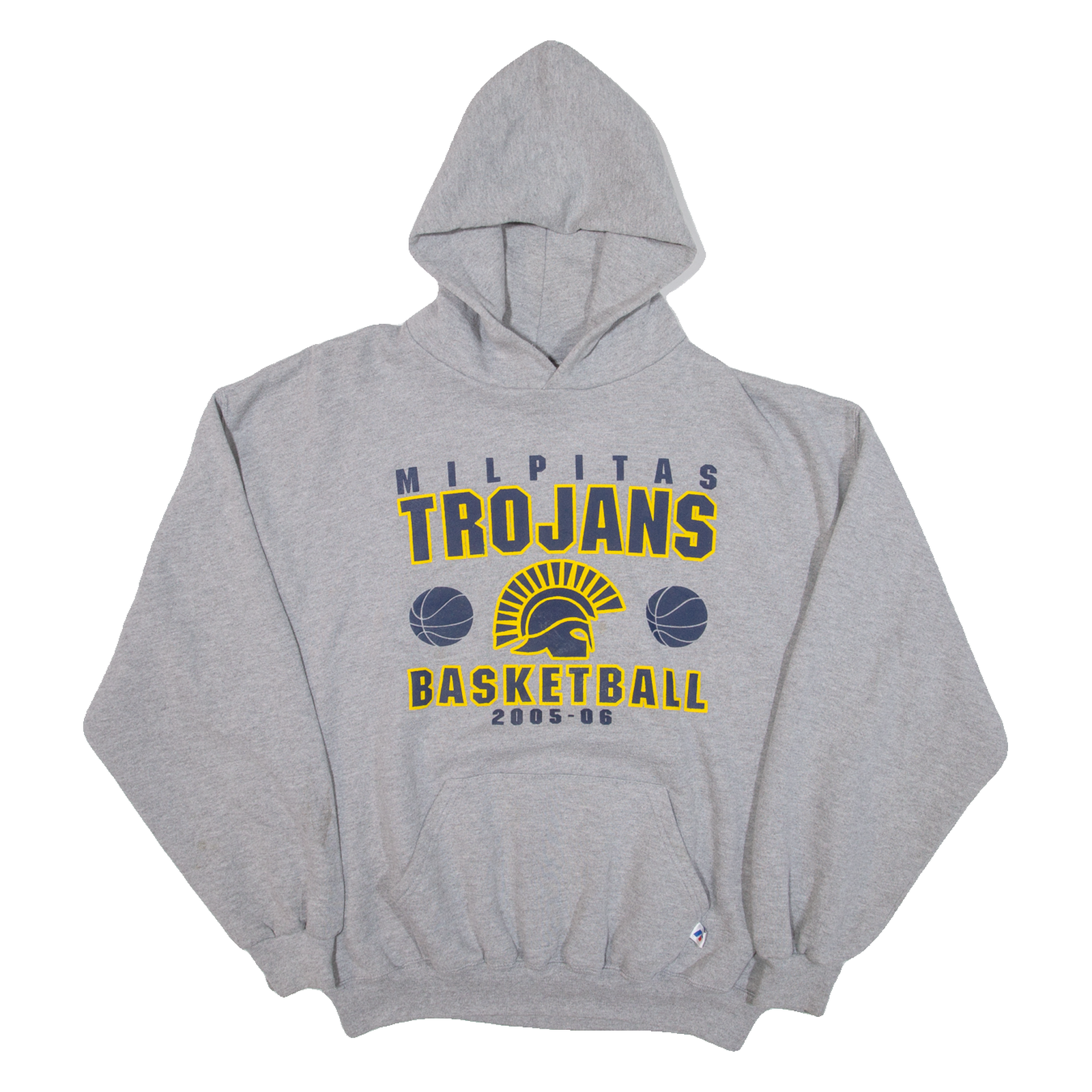 RUSSELL ATHLETIC Milpitas Trojans Basketball Mens Grey Hoodie USA XL Refurbished - N/A refurbished available on Cerqular