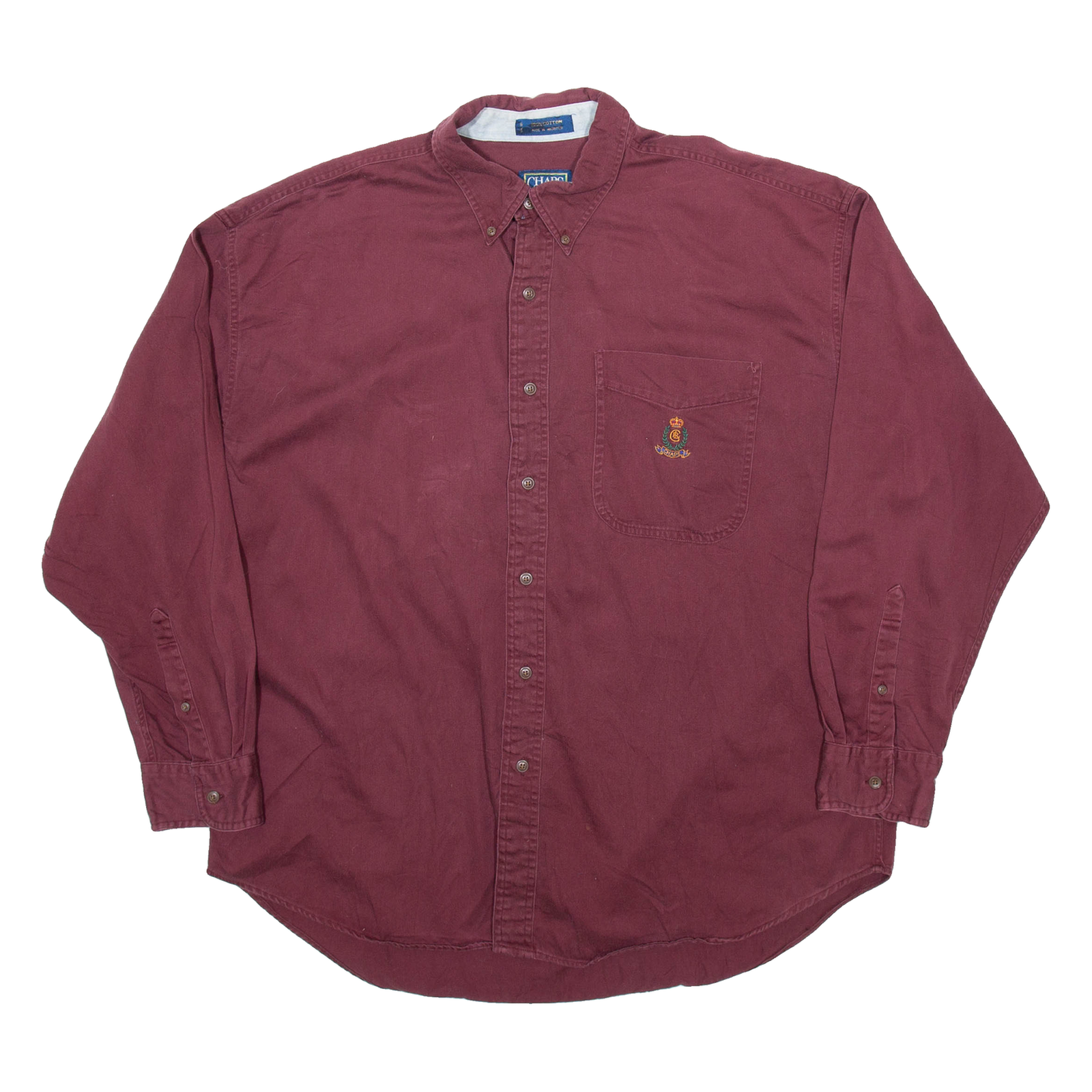 CHAPS Mens Plain Shirt Maroon Long Sleeve XL Refurbished - N/A refurbished available on Cerqular