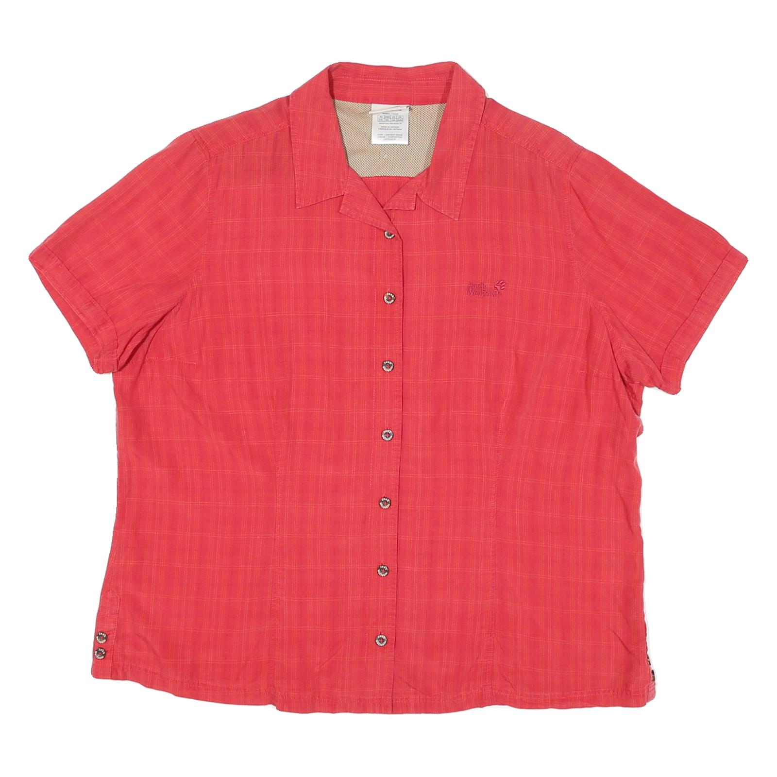 JACK WOLFSKIN Womens Red Cotton Blend Shirt 2XL Outdoor Casual Short Sleeve Refurbished - N/A refurbished available on Cerqular