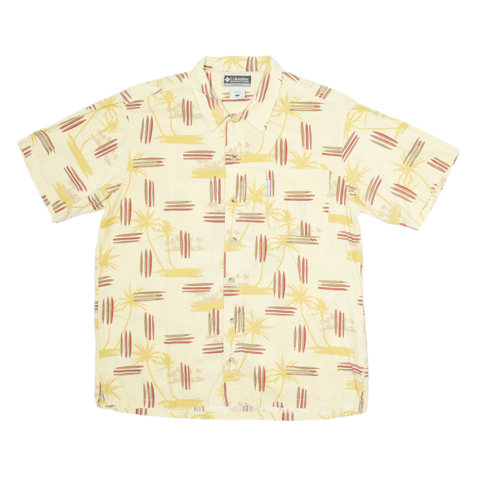 COLUMBIA Mens Hawaiian Shirt Yellow Floral L Refurbished - N/A refurbished available on Cerqular