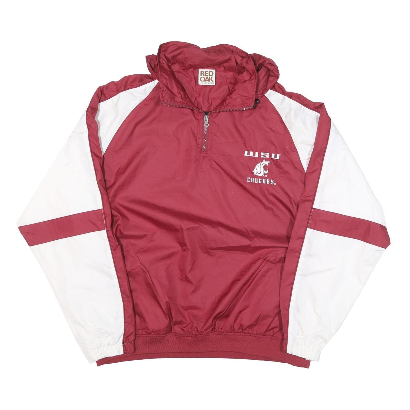 RED OAK Mens Maroon & White Sports Jacket L Polyester Blend Plain Zip Up Refurbished - N/A refurbished available on Cerqular