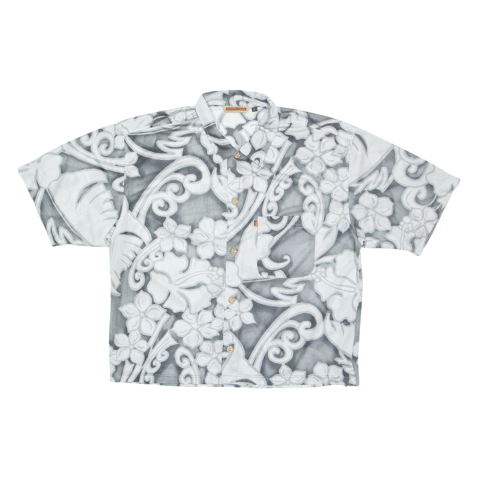 QUIKSILVER Mens Shirt Grey Crazy Pattern L Refurbished - N/A refurbished available on Cerqular