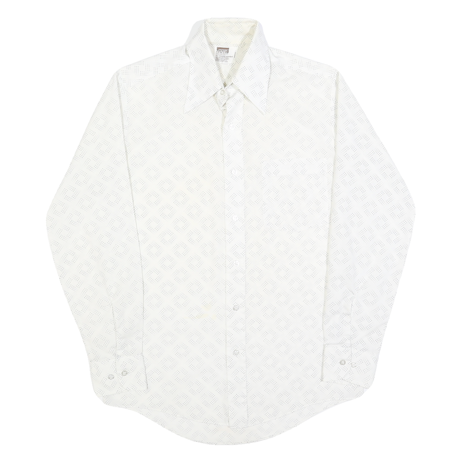 MONTGOMERY WARD Mens White Diamond Pattern Shirt S Classic Cotton Long Sleeve Refurbished - N/A refurbished available on Cerqular