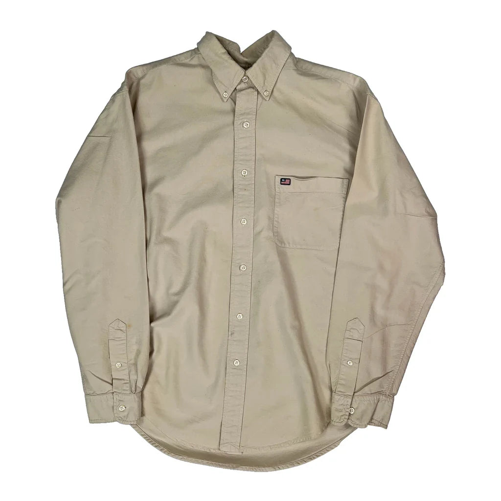 Ralph Lauren Shirt - Small Beige Cotton Refurbished - Thrifted (note: this is a term often used to describe second- refurbished available on Cerqular