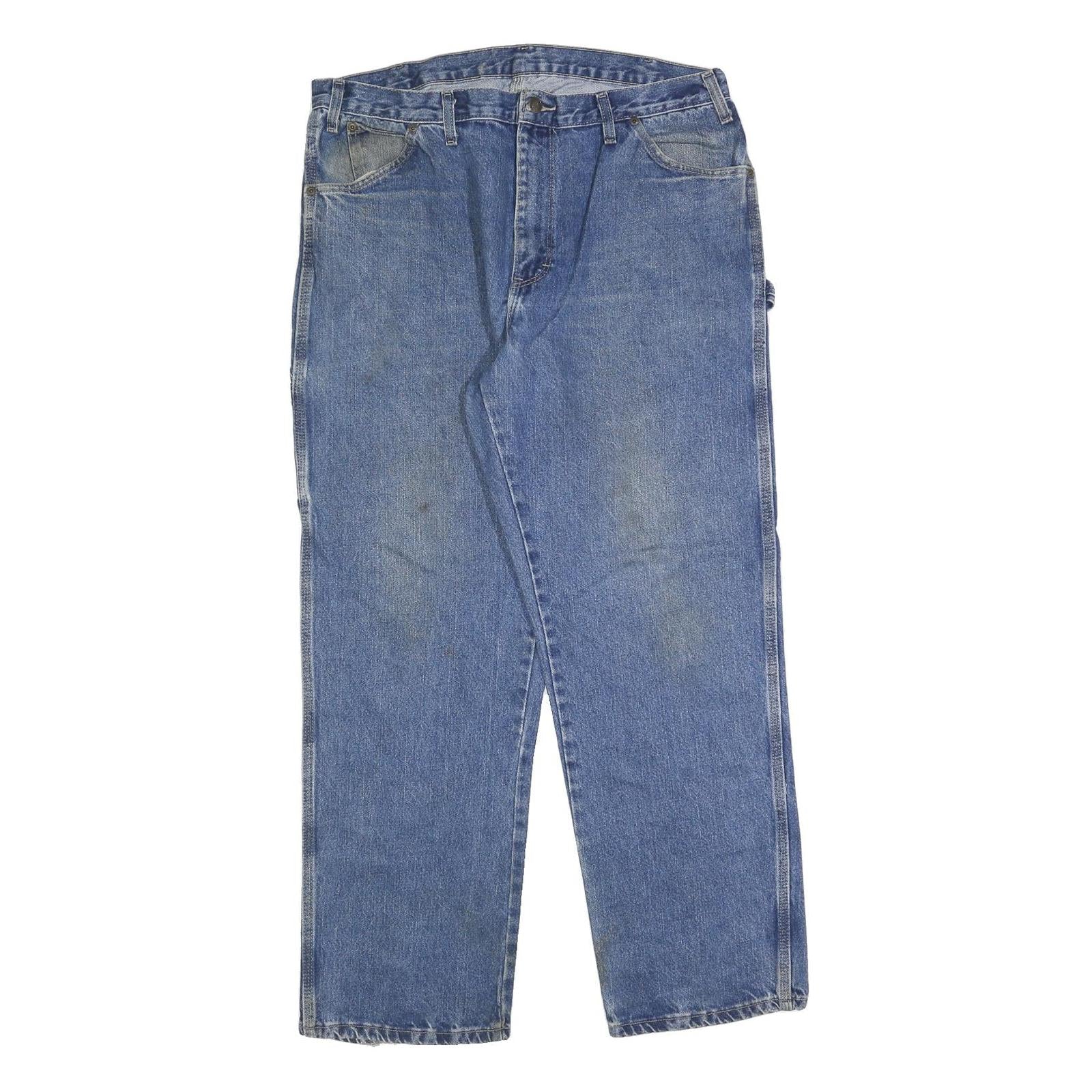 DICKIES Mens Jeans Blue Regular Straight Denim Medium W36 L32 Workwear Zip Refurbished - N/A refurbished available on Cerqular