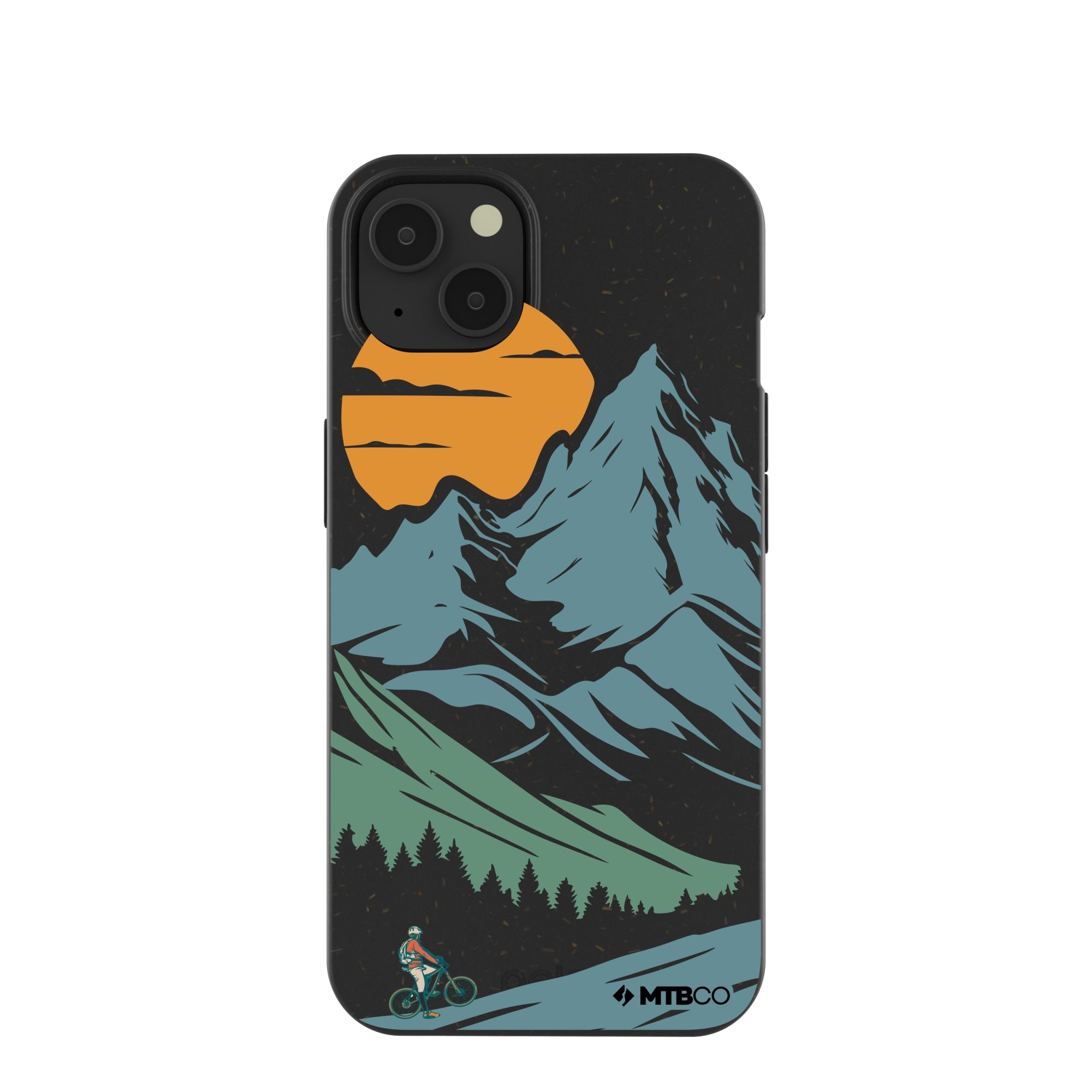 Black Vintage Peaks MTBCO iPhone 13 Case Refurbished - Pela Case refurbished available on Cerqular