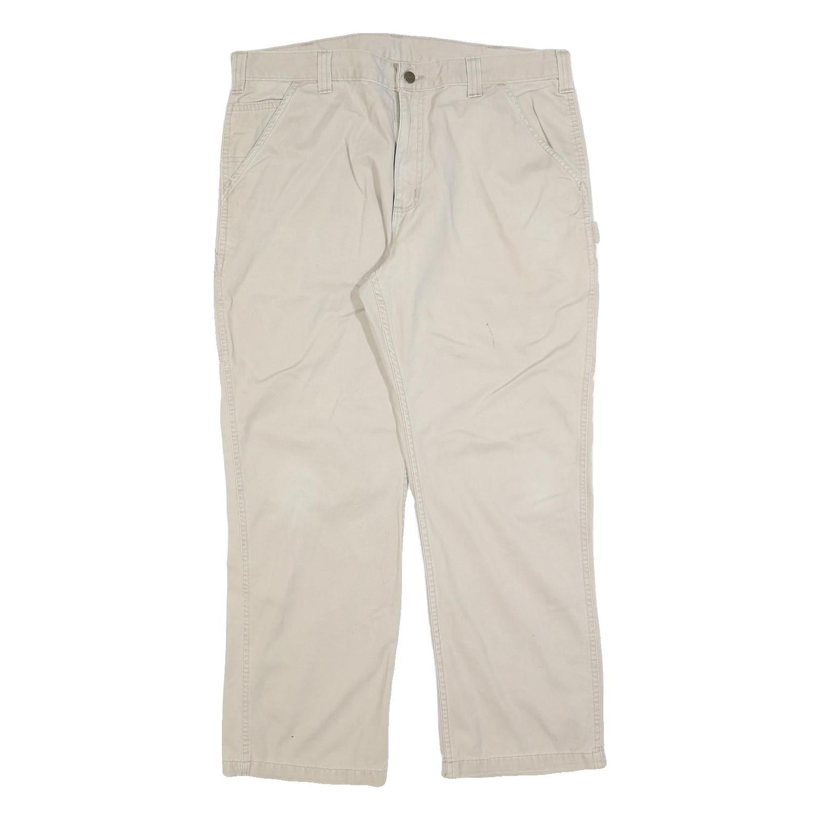 CARHARTT Mens Cotton Blend Beige Relaxed Straight Trousers W36 L30 Workwear Refurbished - N/A refurbished available on Cerqular