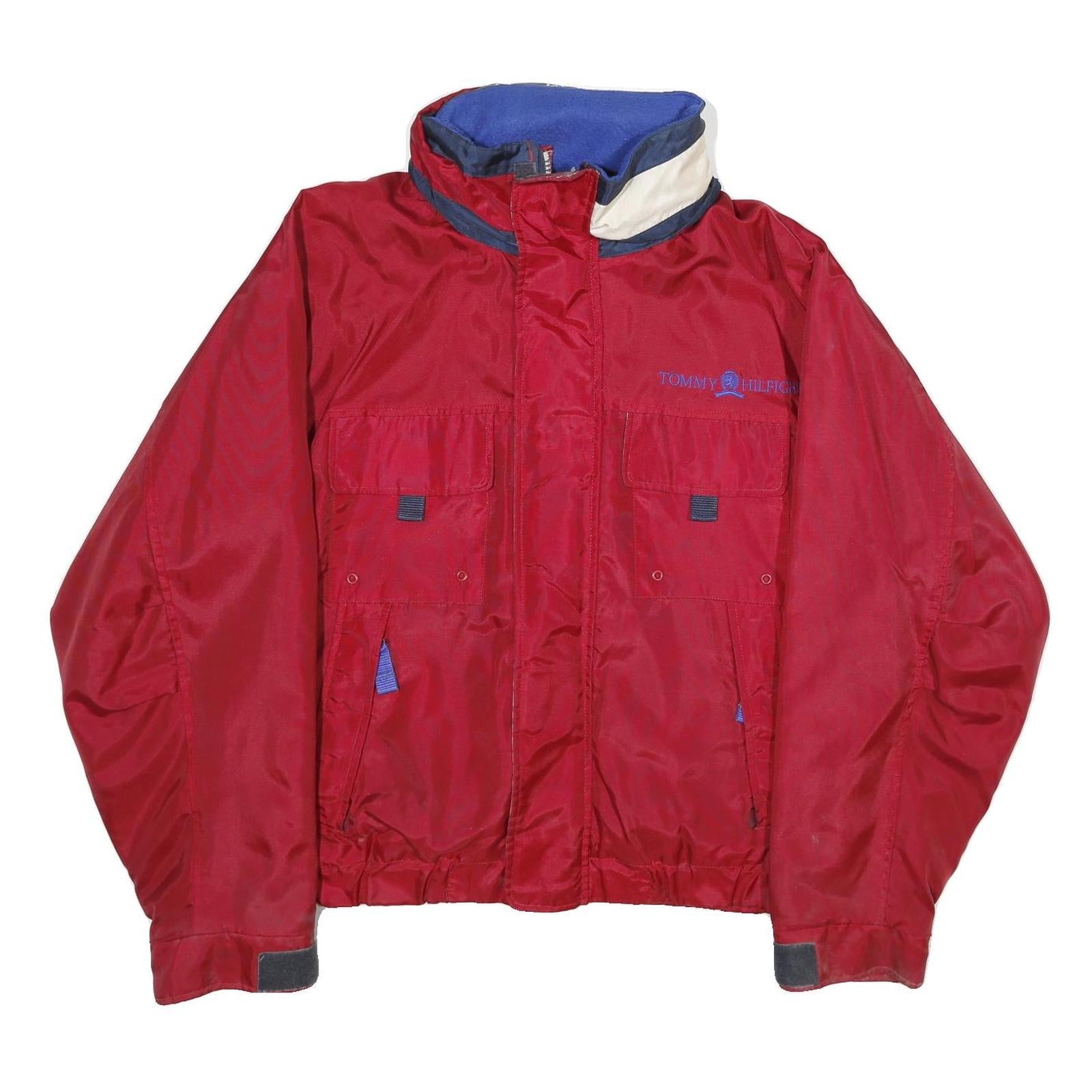 TOMMY HILFIGER Mens Red Nylon Jacket XL Windbreaker Zip Pocketed Refurbished - N/A refurbished available on Cerqular