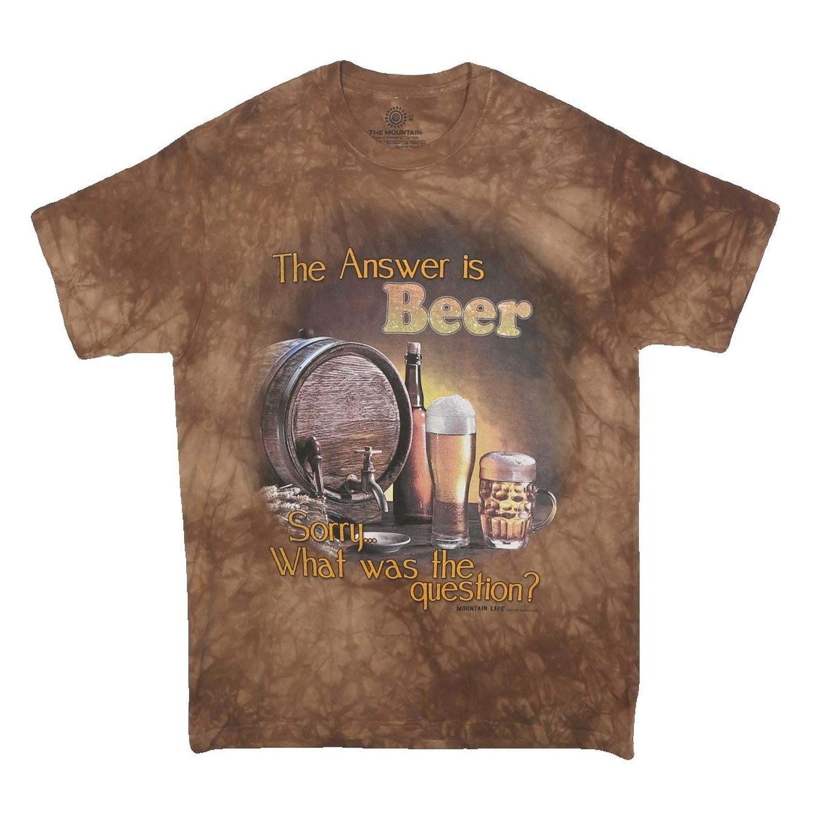 THE MOUNTAIN Mens Brown Graphic T-Shirt M Short Sleeve Crew Neck Beer Theme Refurbished - N/A refurbished available on Cerqular