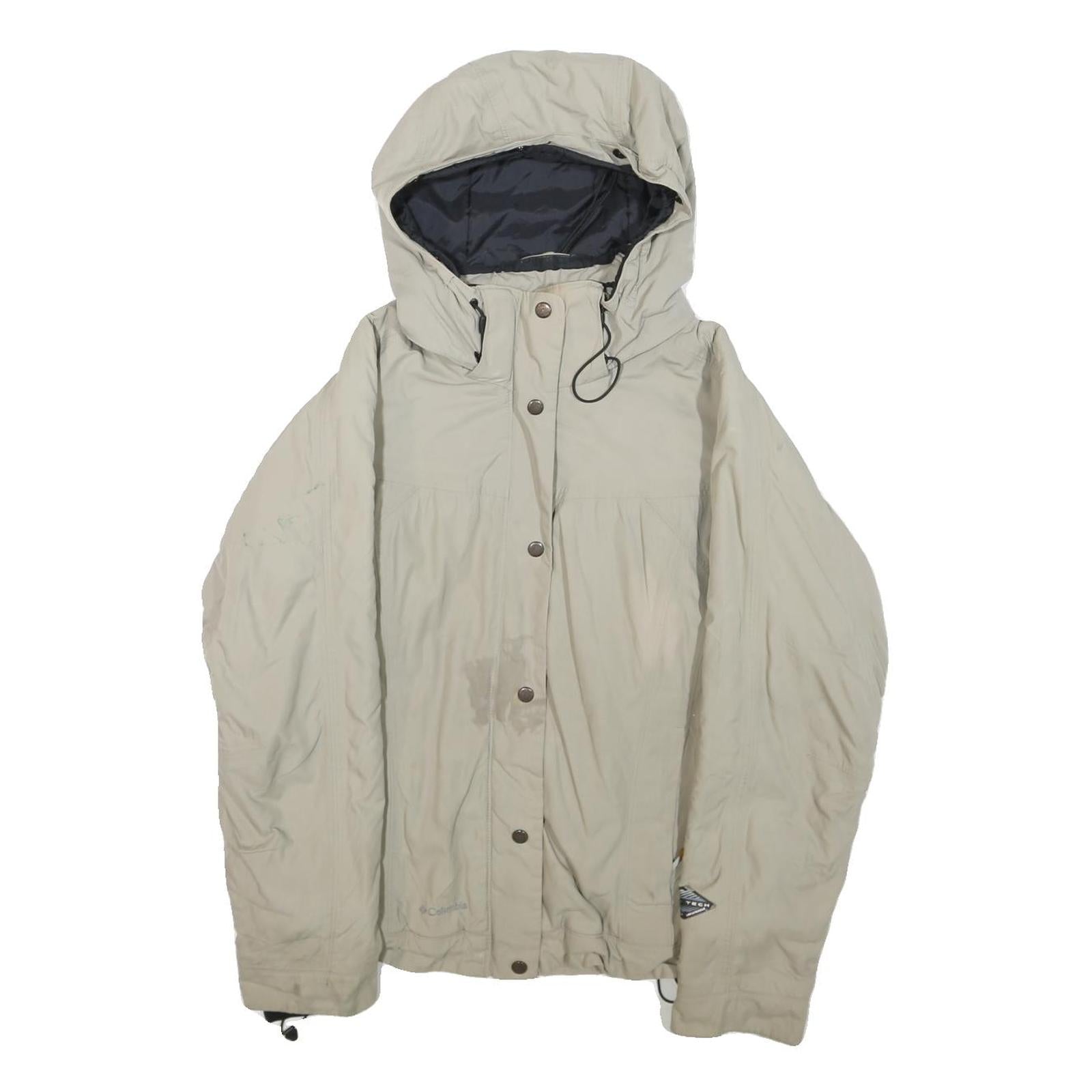COLUMBIA Womens Beige Outdoor Jacket L Polyamide Plain Lightweight Waterproof Refurbished - N/A refurbished available on Cerqular