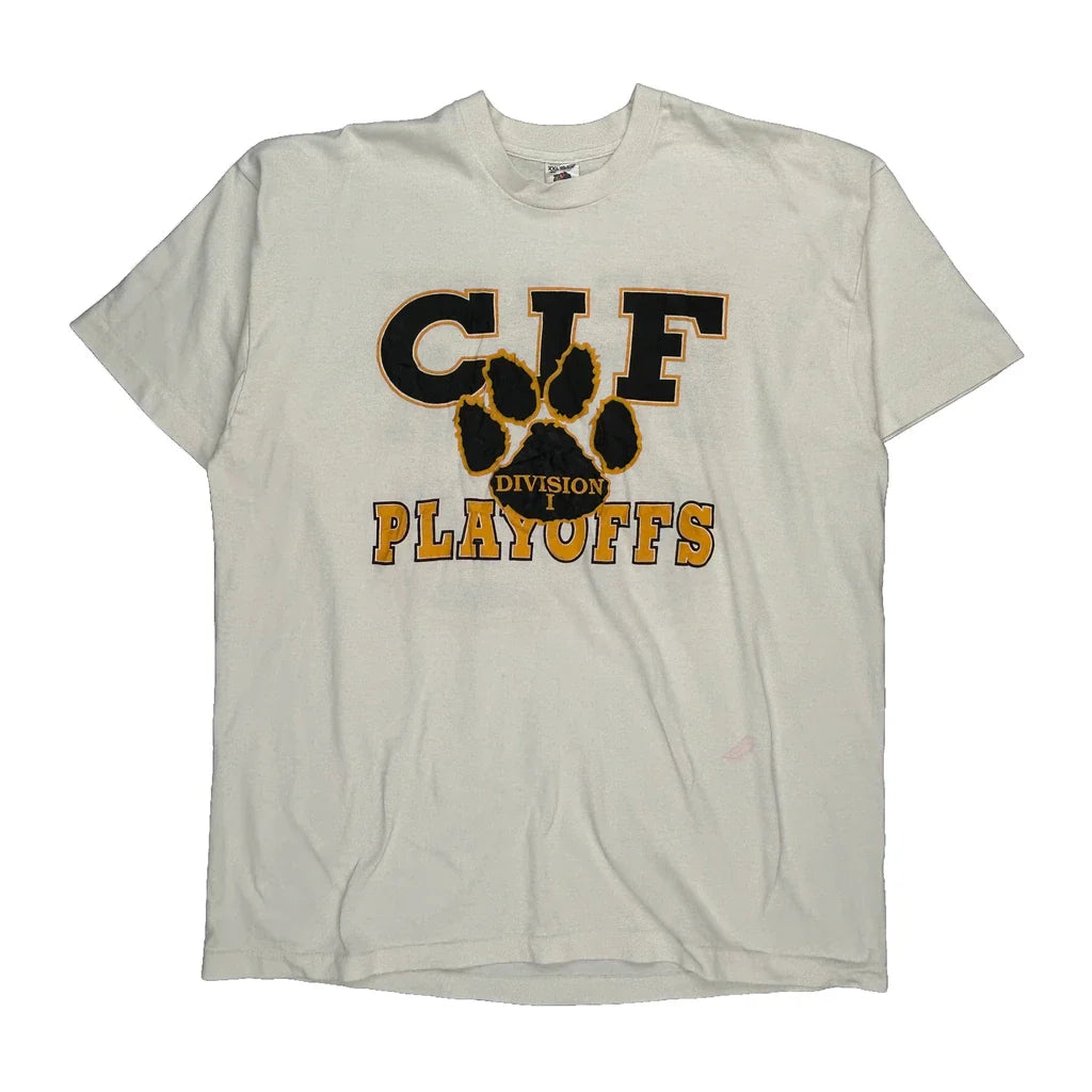 Cif Division Playoffs Fruit Of The Loom Single Stitch T-Shirt - 2XL White Cotton Refurbished - Thrifted (note: this is a term often used to describe second- refurbished available on Cerqular