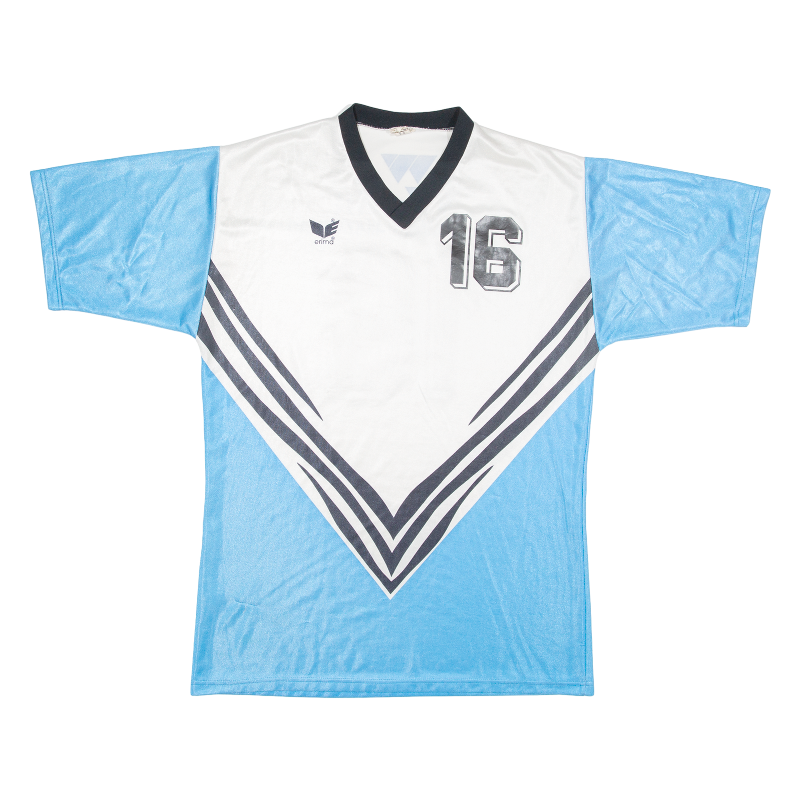 ERIMA #16 Mens Football Shirt Jersey Blue 80s V-Neck L Refurbished - N/A refurbished available on Cerqular