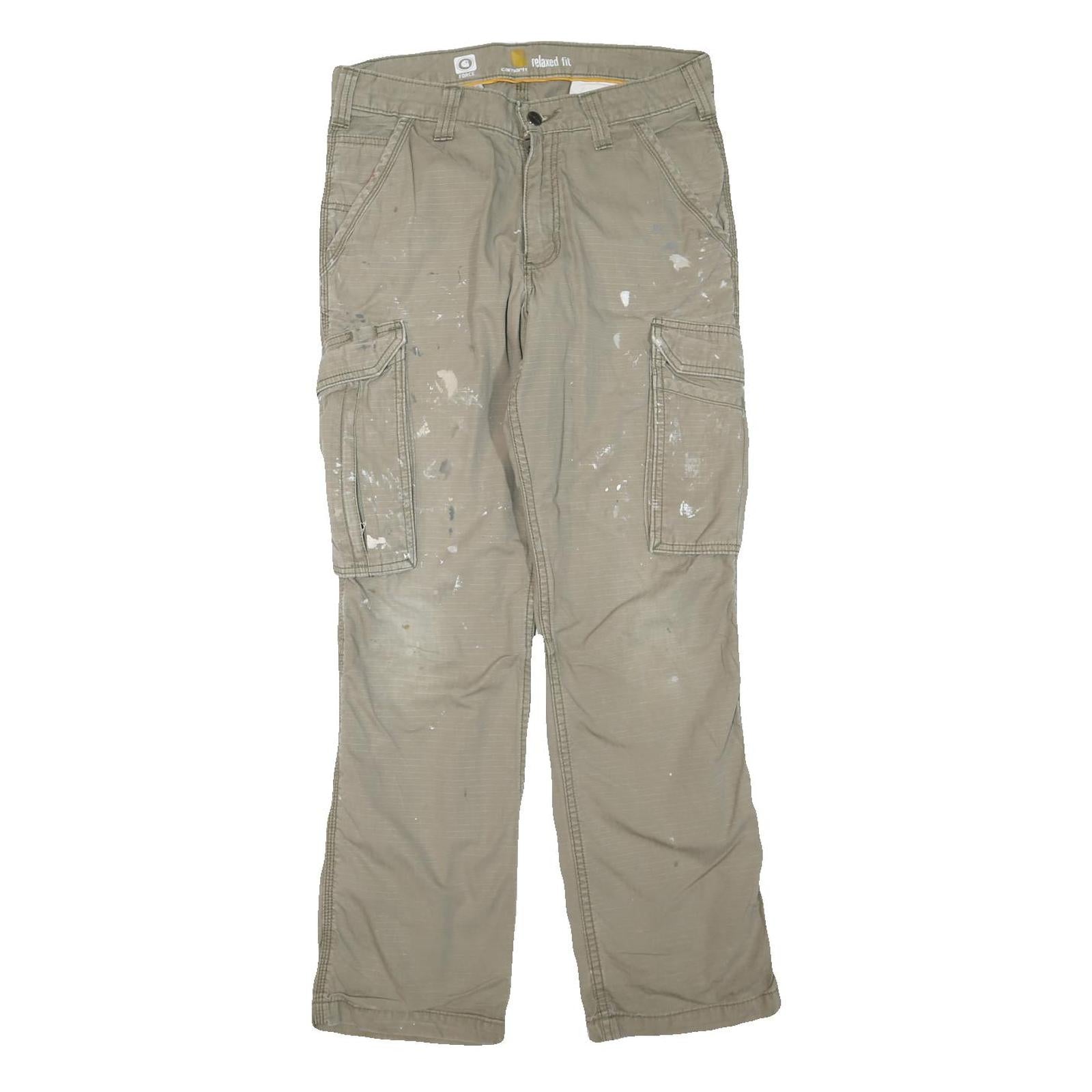 CARHARTT Mens Cotton Blend Beige Regular Fit Cargo Trousers W30 L30 Workwear Refurbished - N/A refurbished available on Cerqular