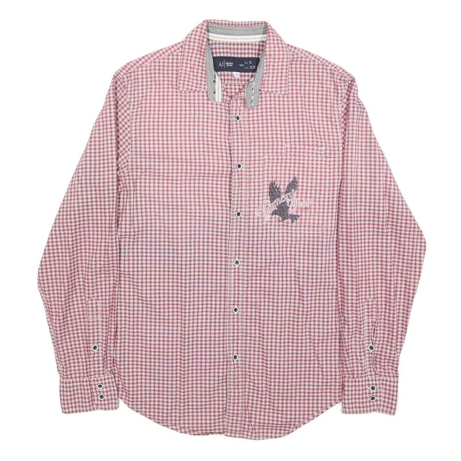 ARMANI JEANS Mens Red & White Check Shirt S Cotton Blend Casual Style Refurbished - N/A refurbished available on Cerqular
