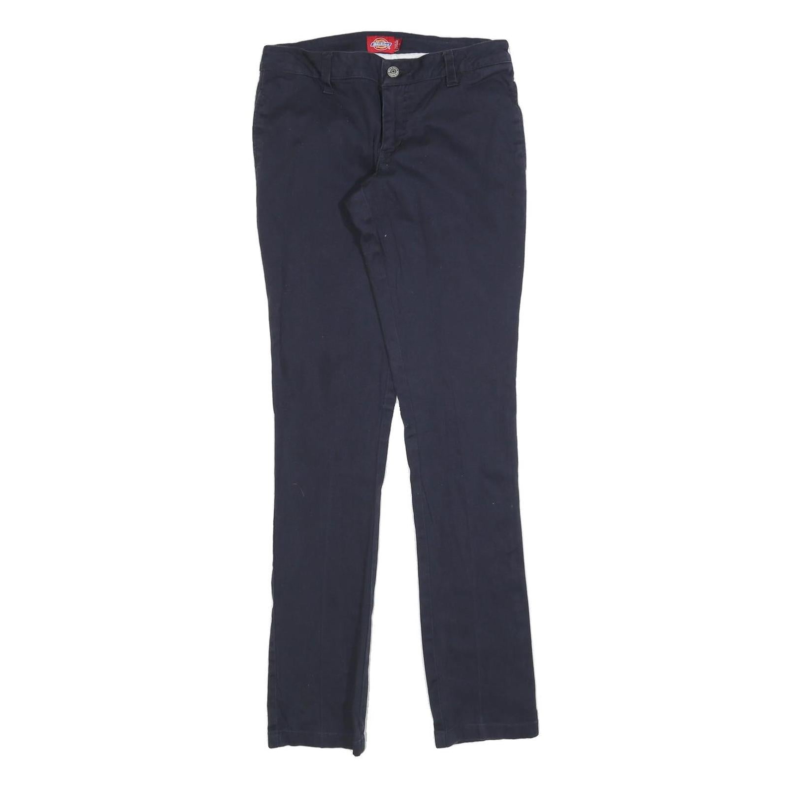 DICKIES Womens Slim Navy Blue Cotton Blend Trousers W27 L30 Zip Closure Refurbished - N/A refurbished available on Cerqular