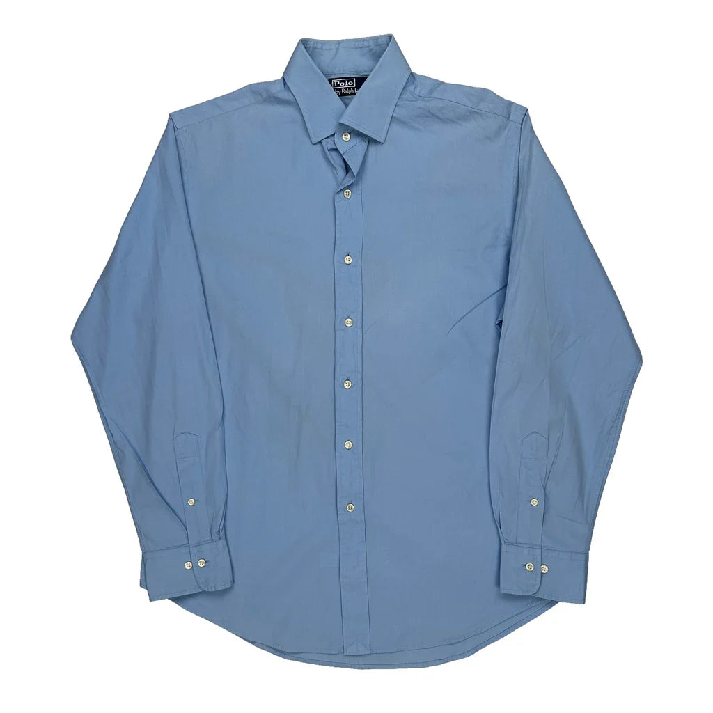 Polo By Ralph Lauren Shirt - Medium Blue Cotton Refurbished - Thrifted (note: this is a term often used to describe second- refurbished available on Cerqular
