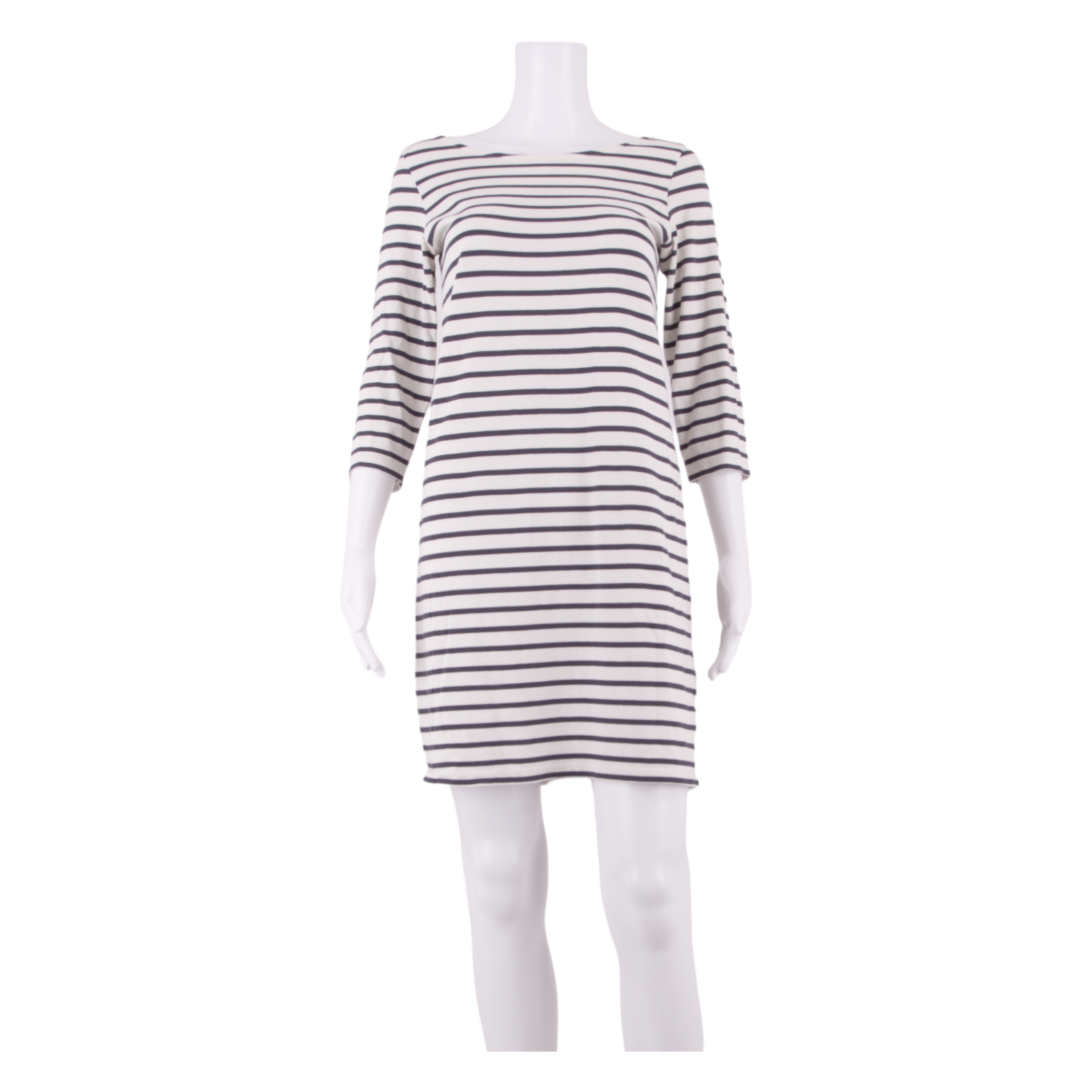 GANNI Womens Shift Dress White Striped Long Sleeve Knee Length S Refurbished - N/A refurbished available on Cerqular