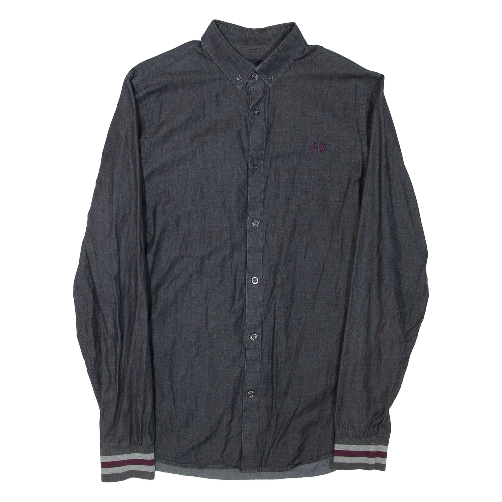 FRED PERRY Mens Plain Shirt Grey Long Sleeve S Refurbished - N/A refurbished available on Cerqular