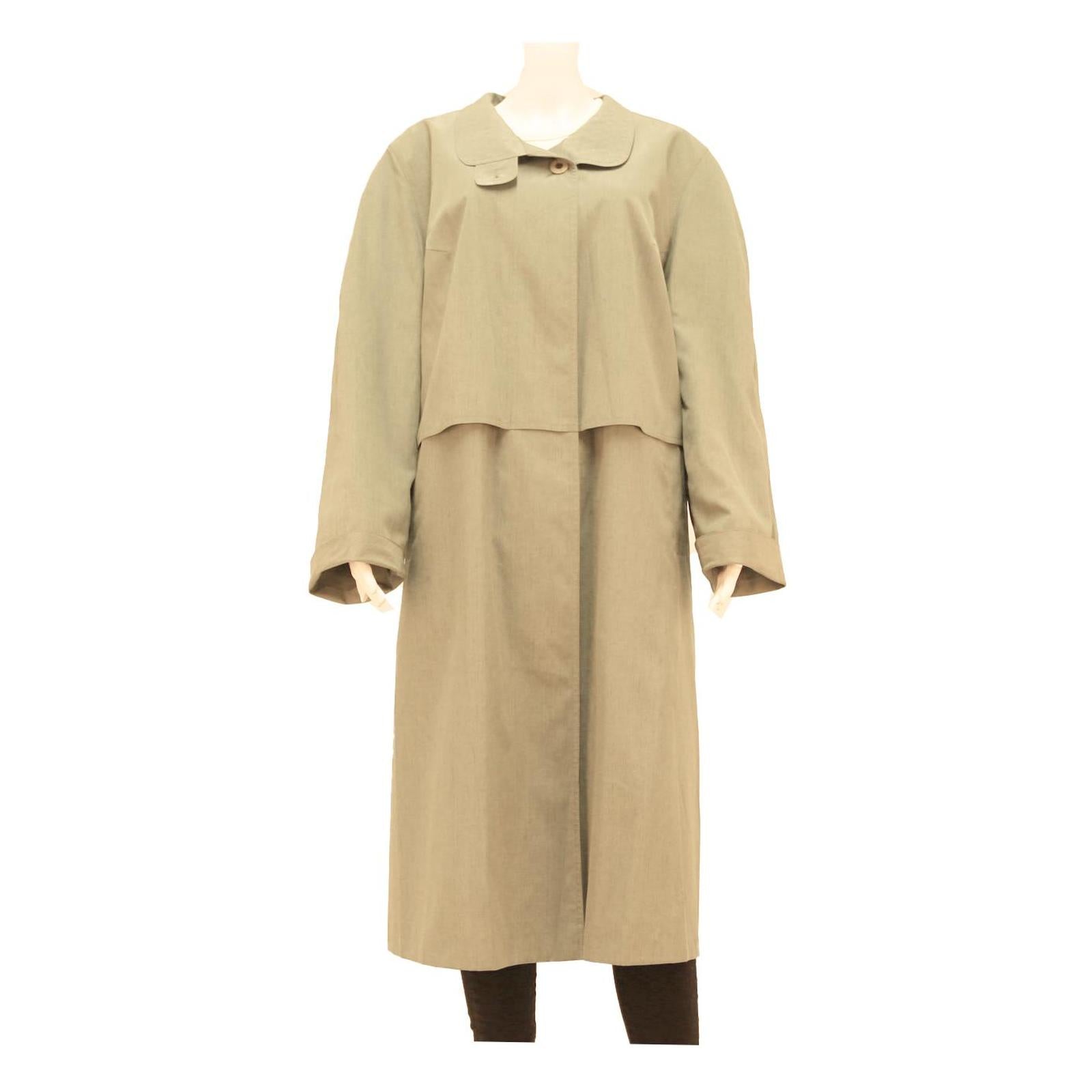 Womens Beige Cotton Blend Button Jacket L Long Sleeve Classic Fit Plain Button Refurbished - N/A refurbished available on Cerqular