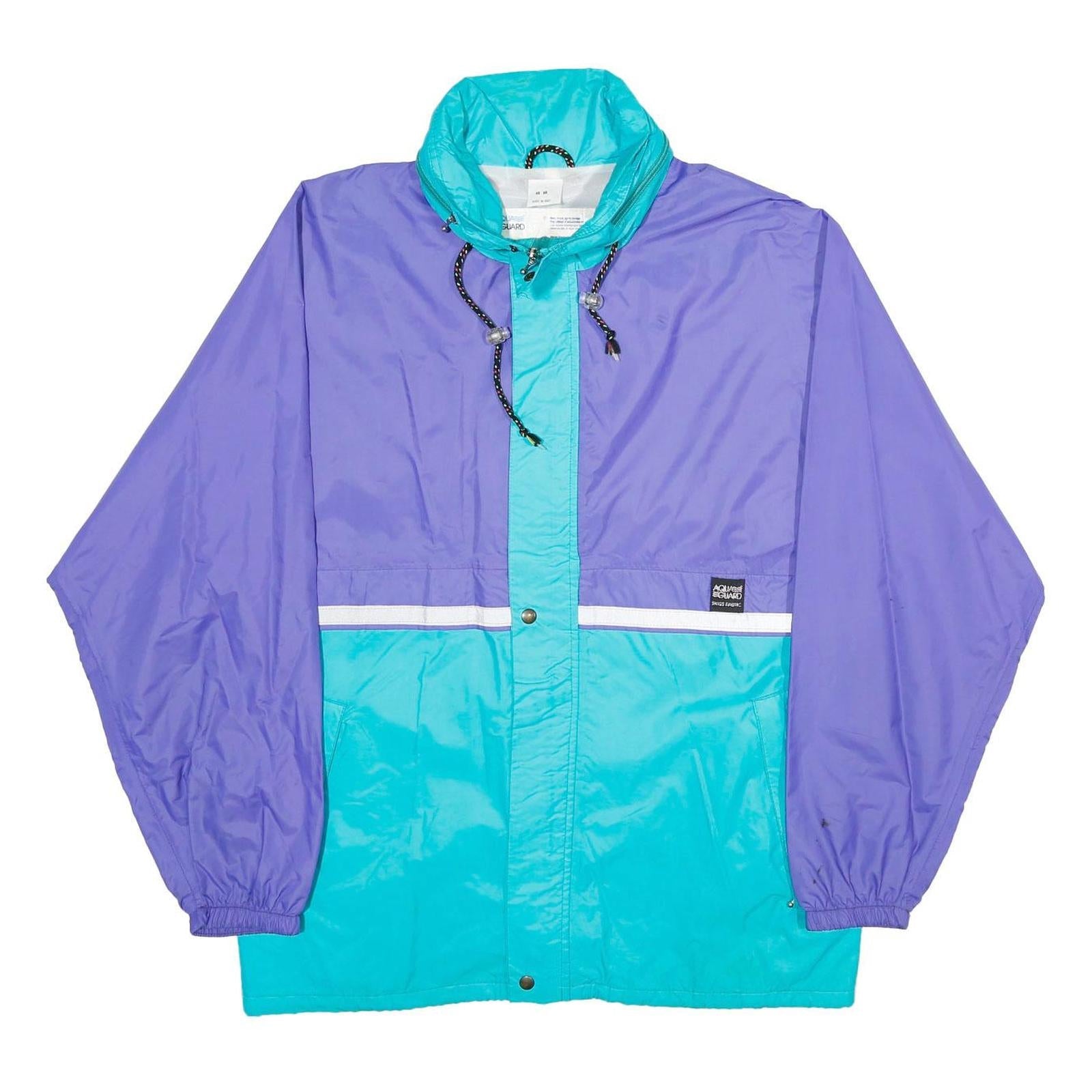 AQUA GUARD Mens Blue & Purple Nylon Jacket L Shell Colourblock Zip Refurbished - N/A refurbished available on Cerqular