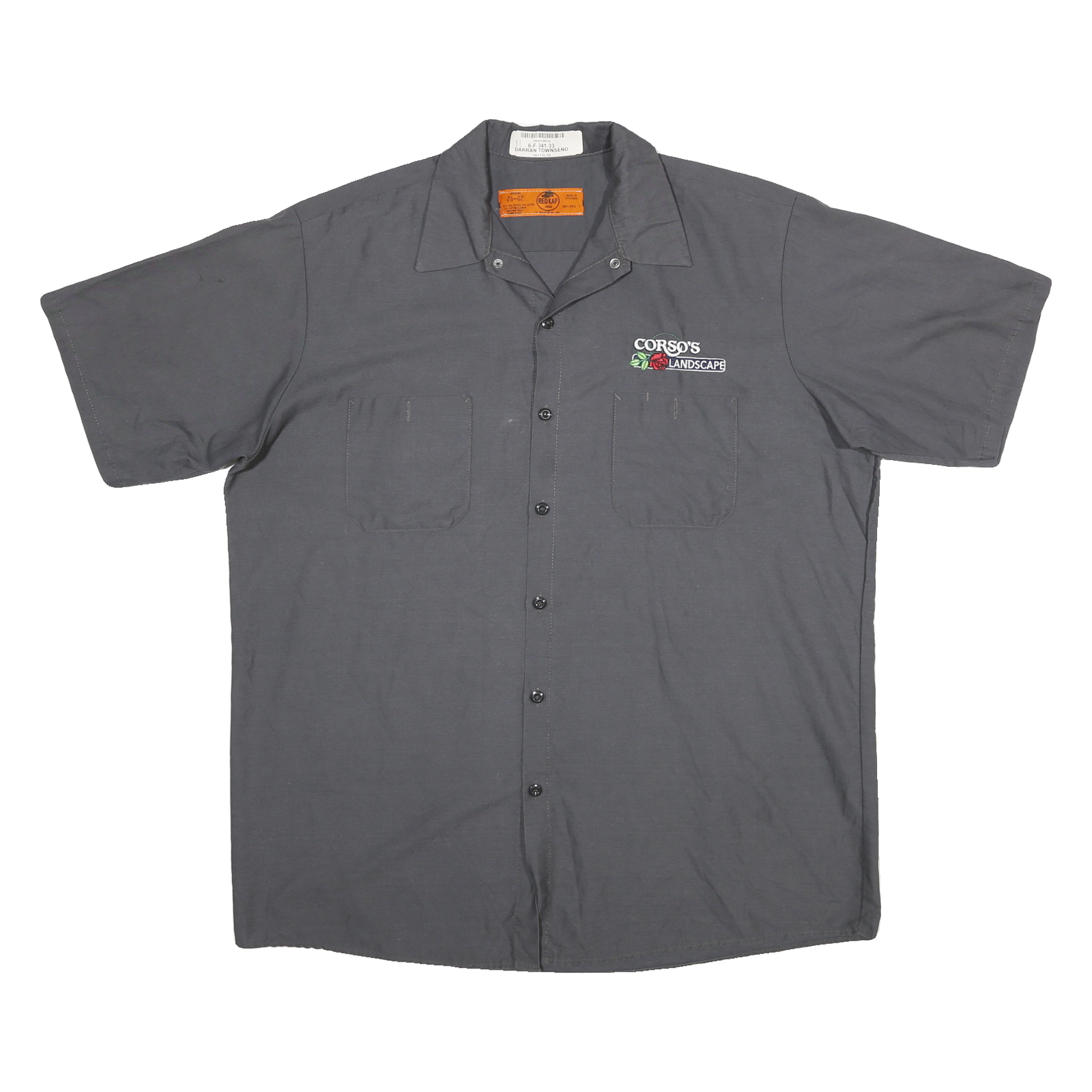 RED KAP Mens Grey Work Shirt XL Landscape Logo Cotton Blend Workwear Refurbished - N/A refurbished available on Cerqular