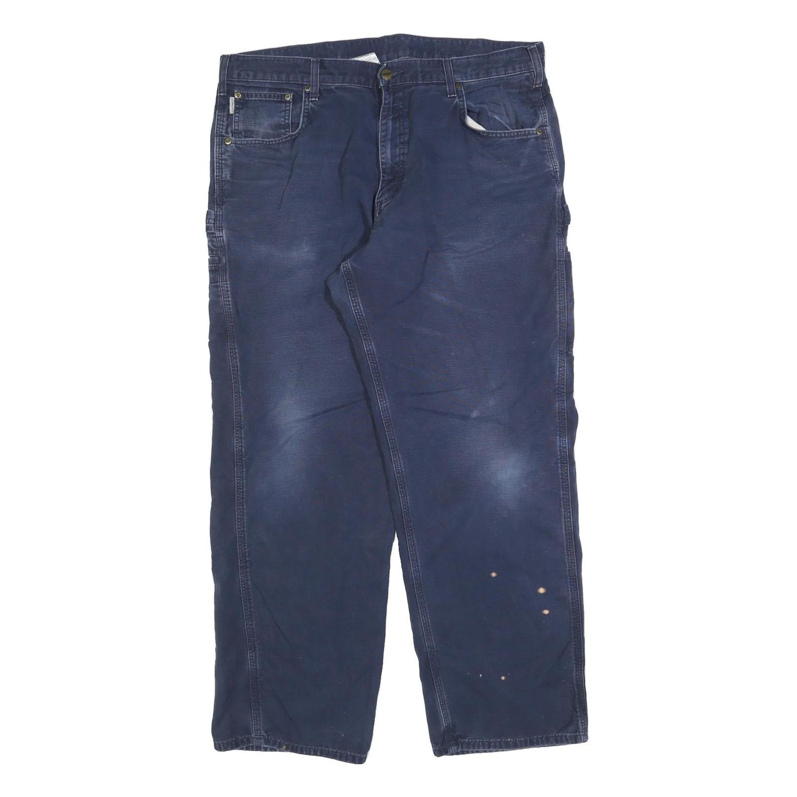 CARHARTT Mens Cotton Blend Blue Loose Straight Trousers W38 L32 Workwear Casual Refurbished - N/A refurbished available on Cerqular