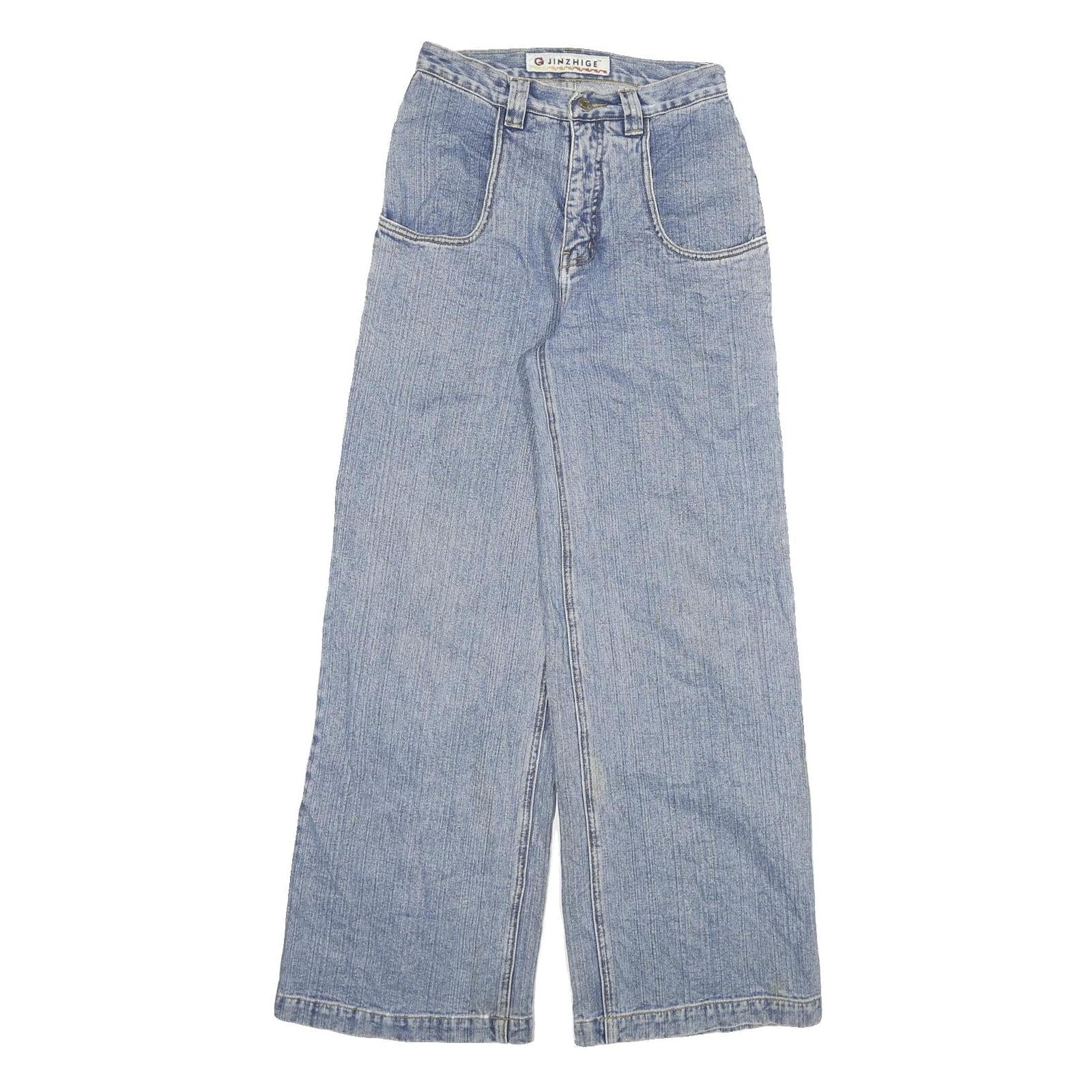 JINZHIGE Womens Jeans Blue Loose Straight Denim Medium W24 L29 Wide Leg Casual Refurbished - N/A refurbished available on Cerqular