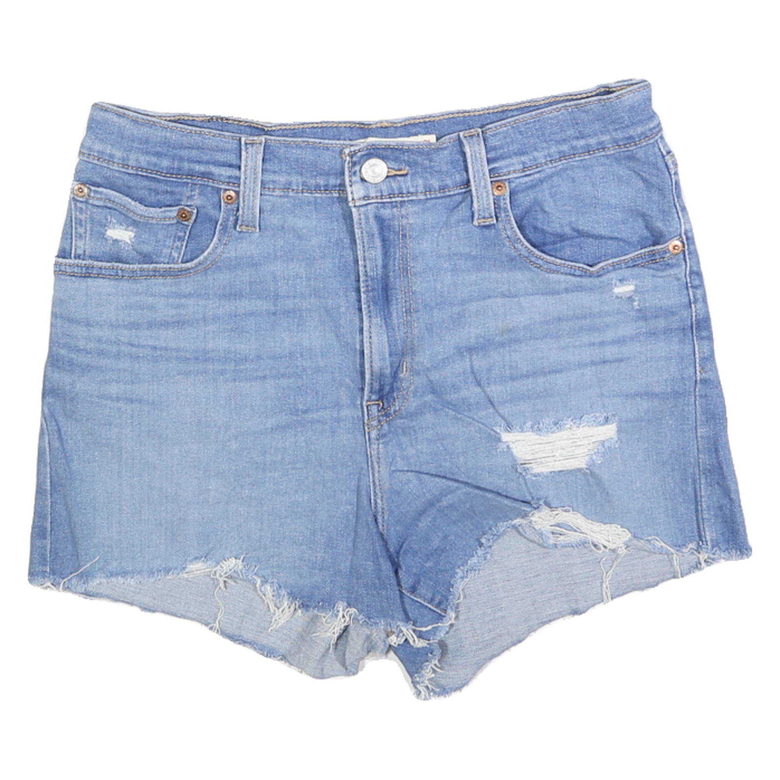 LEVI'S Womens Denim Blue Casual Shorts M W31 Distressed Cut-Off Raw Hem Refurbished - N/A refurbished available on Cerqular